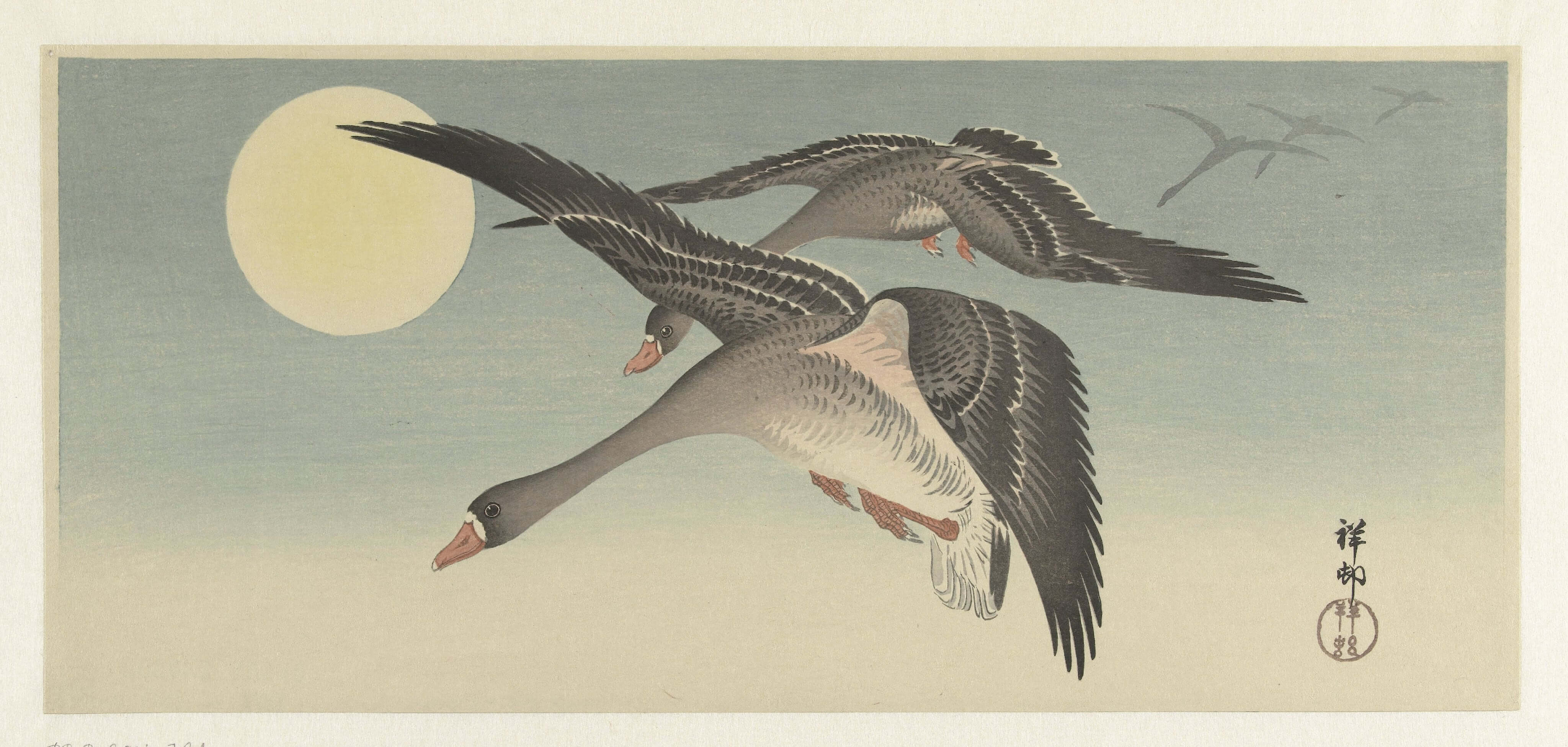 Ohara Koson - Dolunayda Kazlar