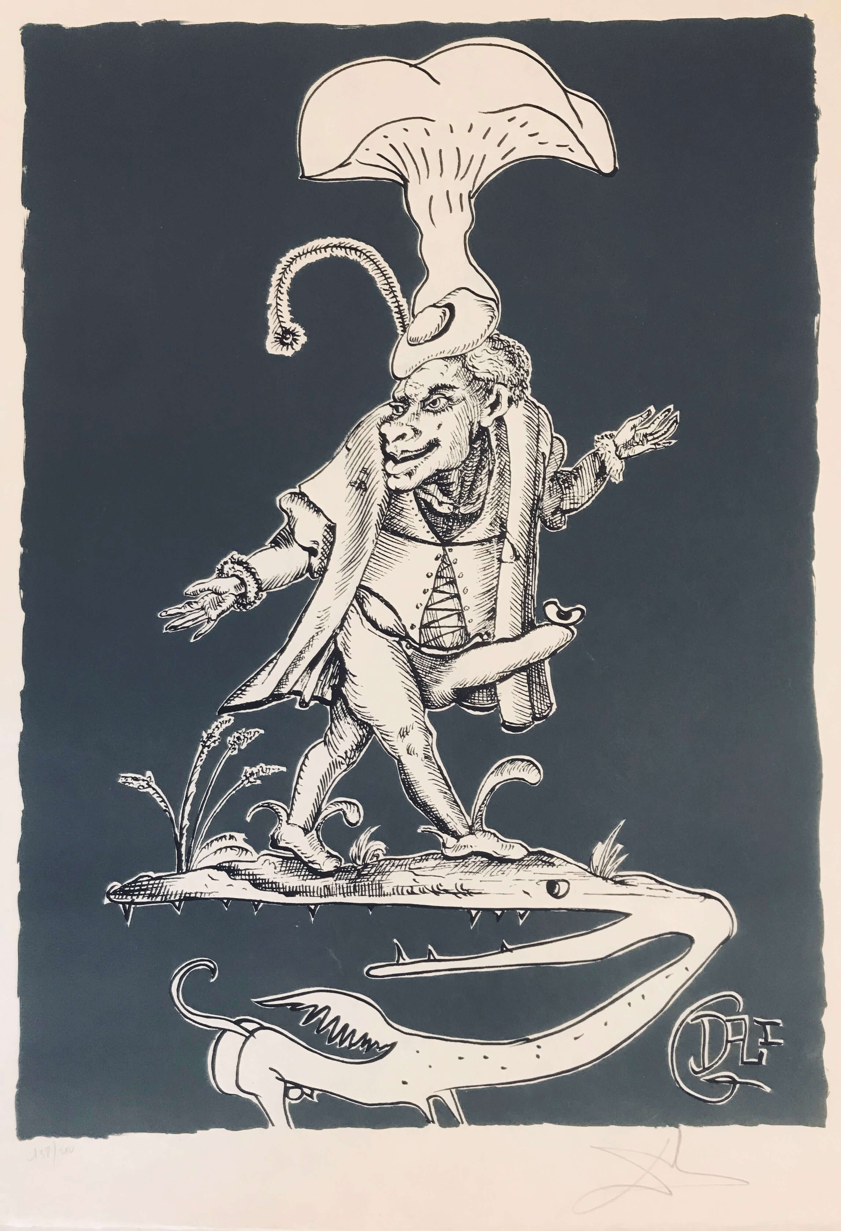 Salvador Dalí - Dişli Anka Kuşu Üzerinde Mantar Figürü