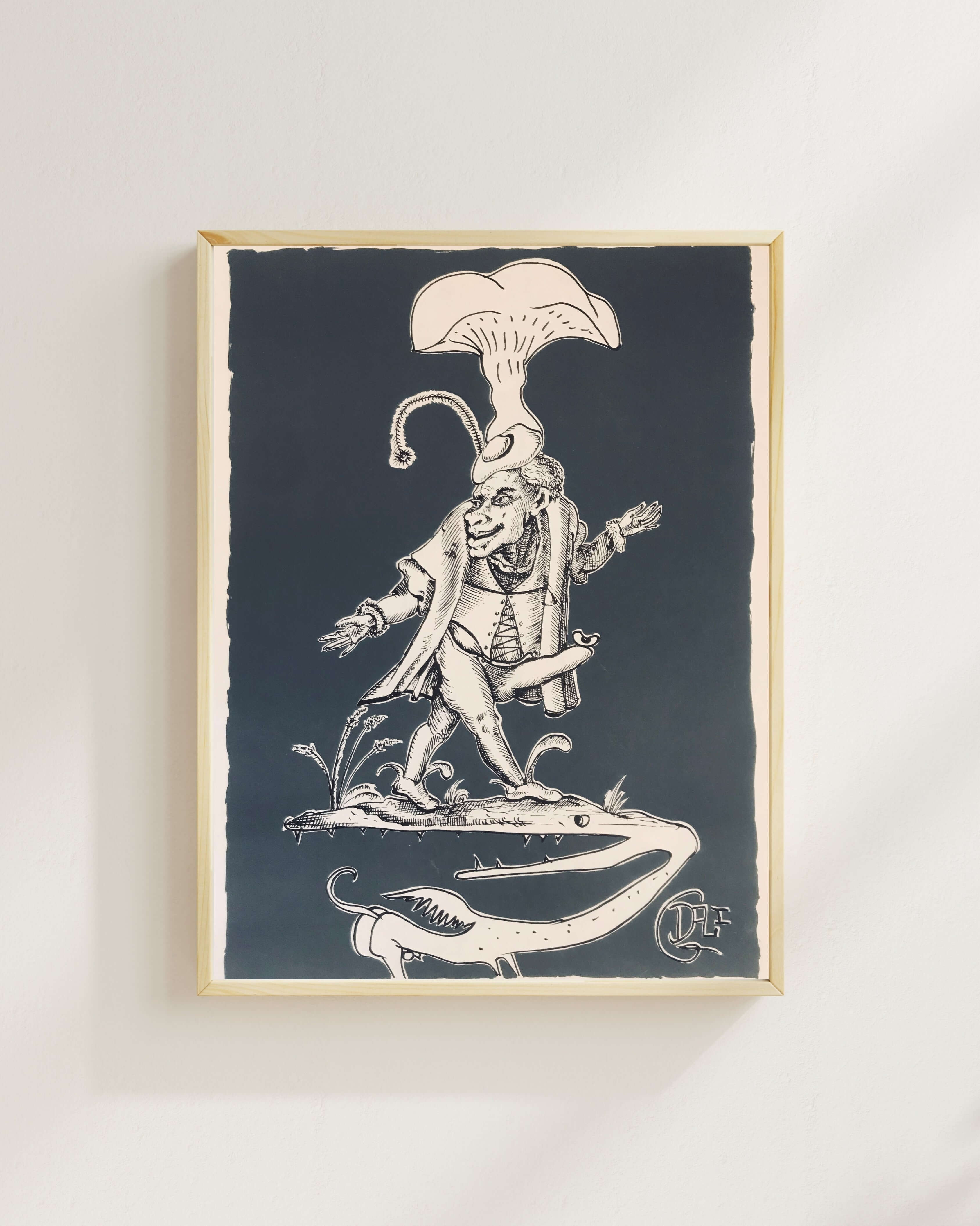 Salvador Dalí - Dişli Anka Kuşu Üzerinde Mantar Figürü