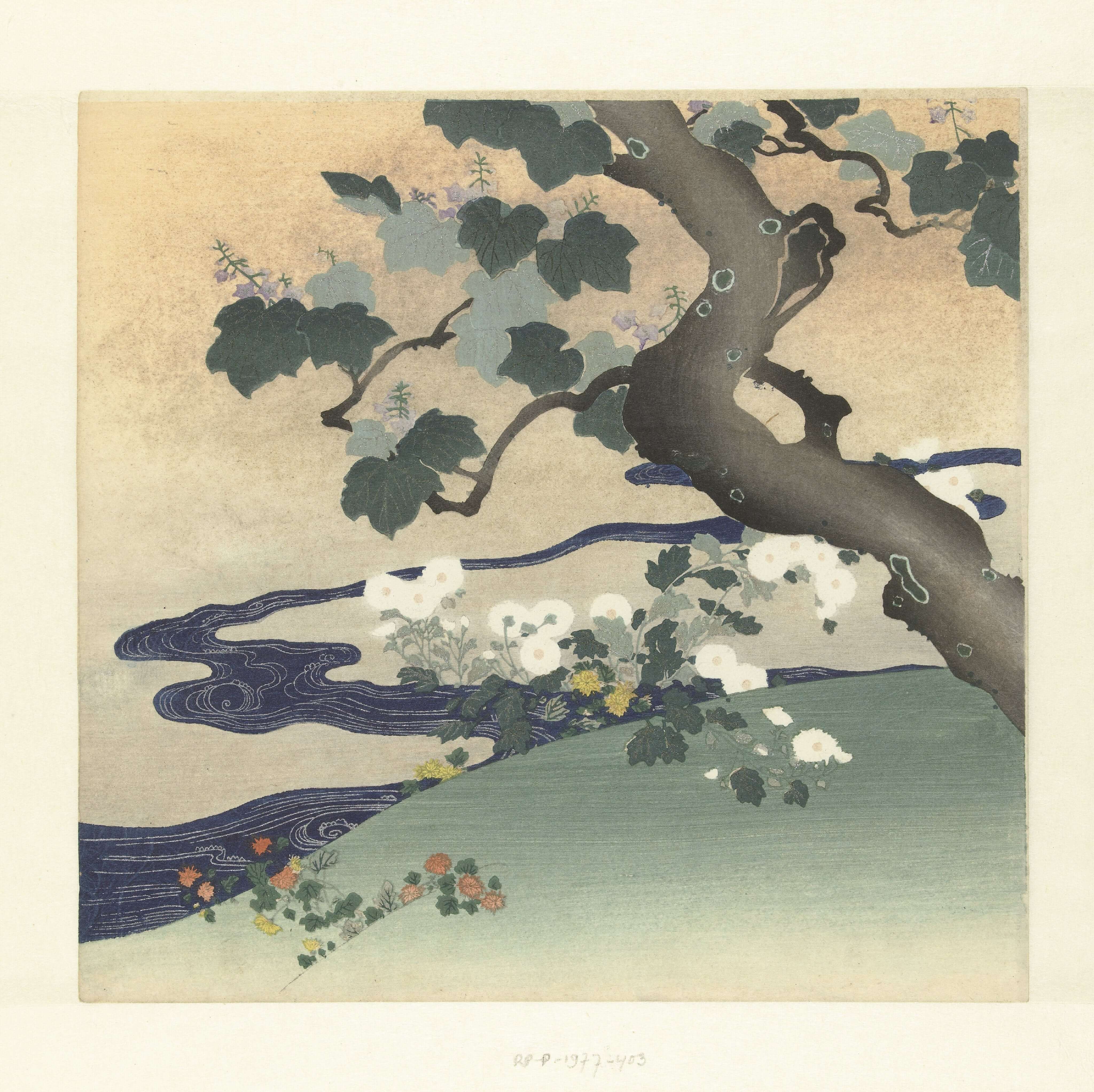 Tsukioka Kōgyo - Ağaç Ve Krizantemler