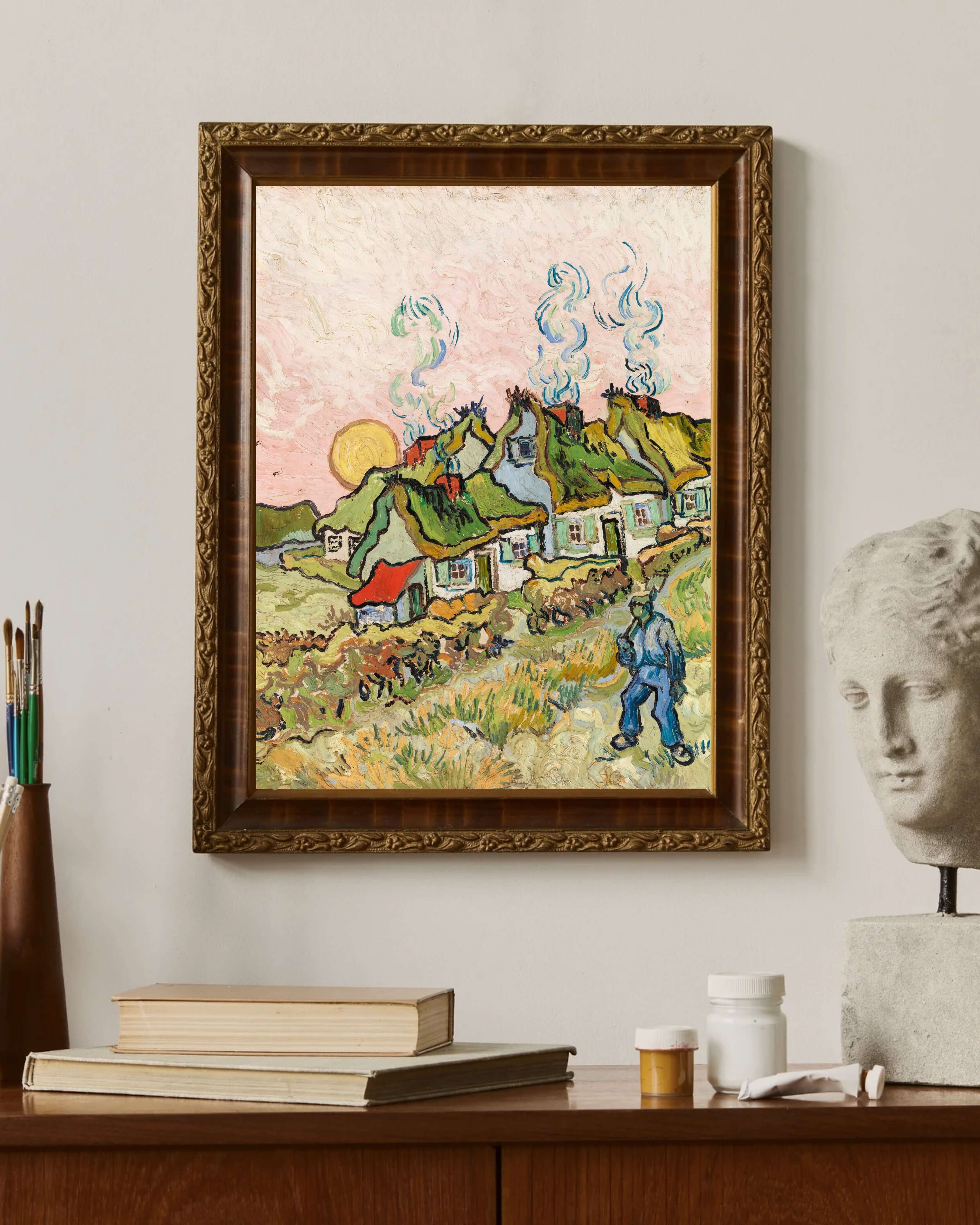 Vincent Van Gogh - Güneş Işığındaki Saz Çatılı Kulübeler