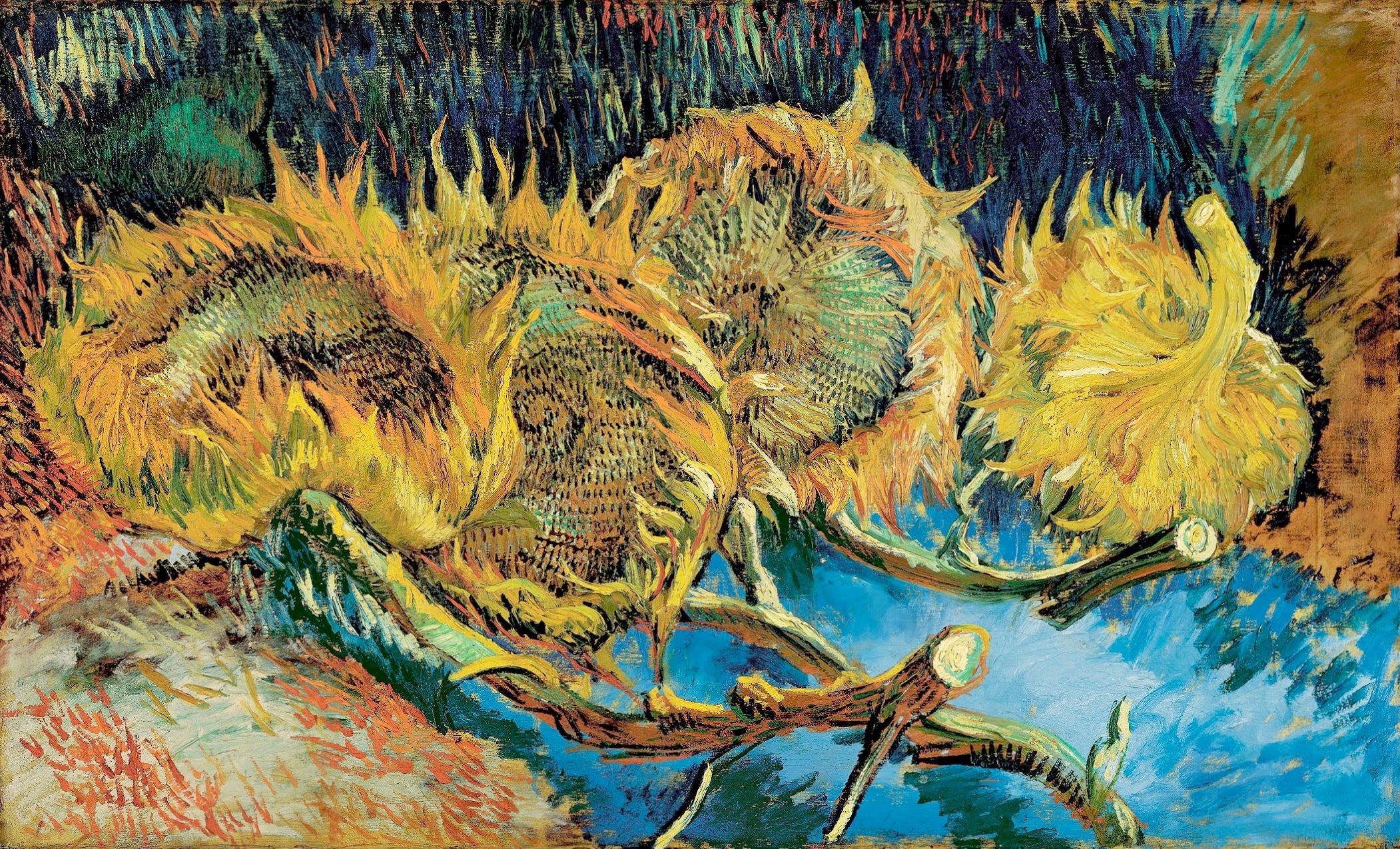 Vincent Van Gogh - Tohuma Dönmüş Dört Ayçiçeği