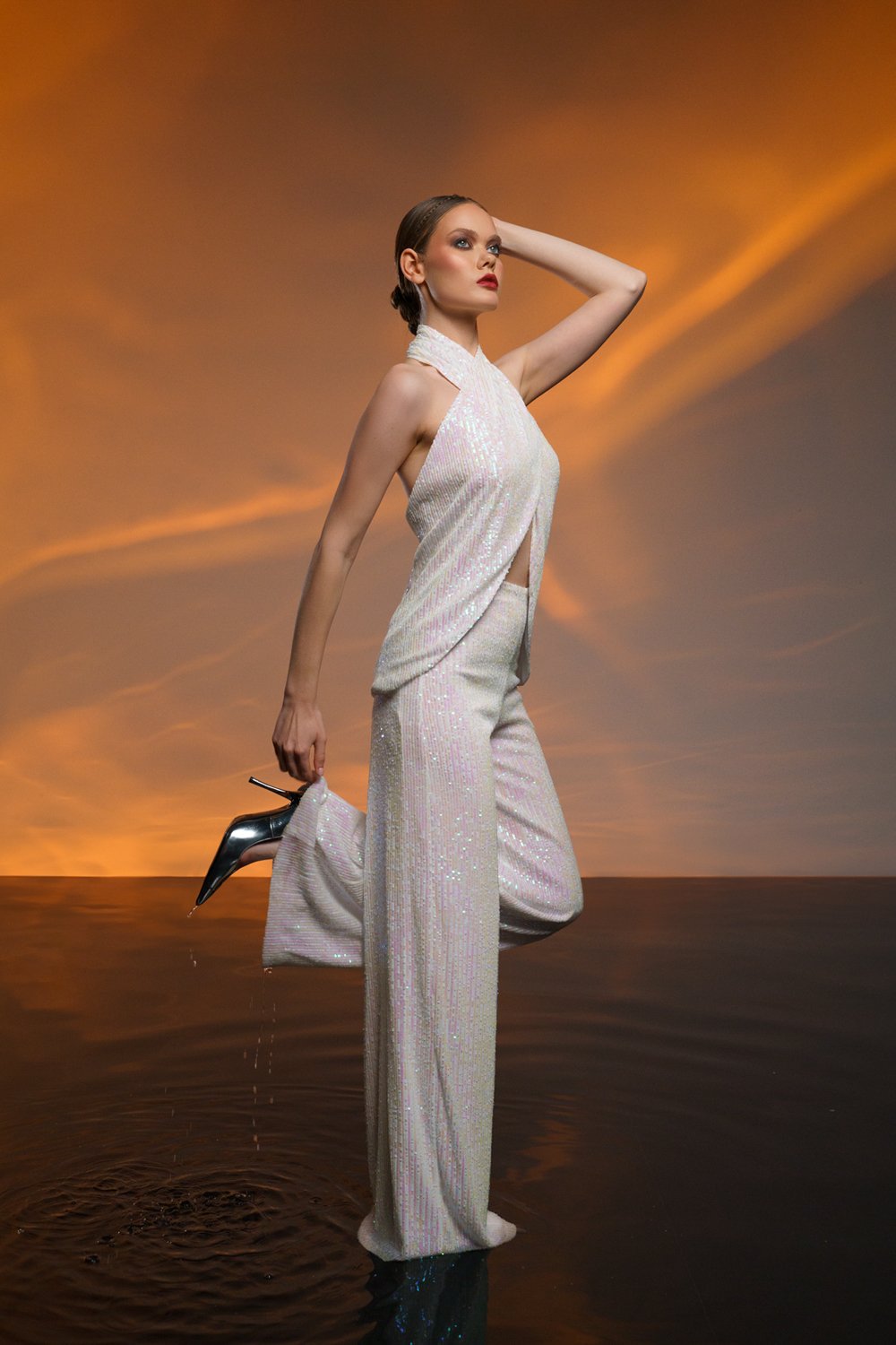 Gira Official-Beyaz Hologram Payetli Takım-Alt - Üst Takım-1-Milagron.com