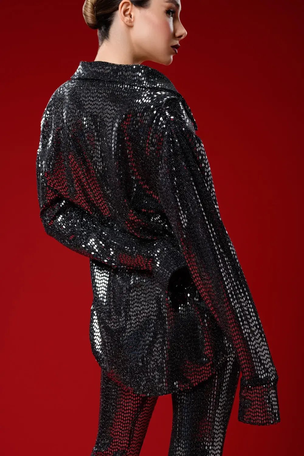 Gira Official-Gümüş Pullu Gömlek Pantolon Takım-Alt - Üst Takım-2-Milagron.com