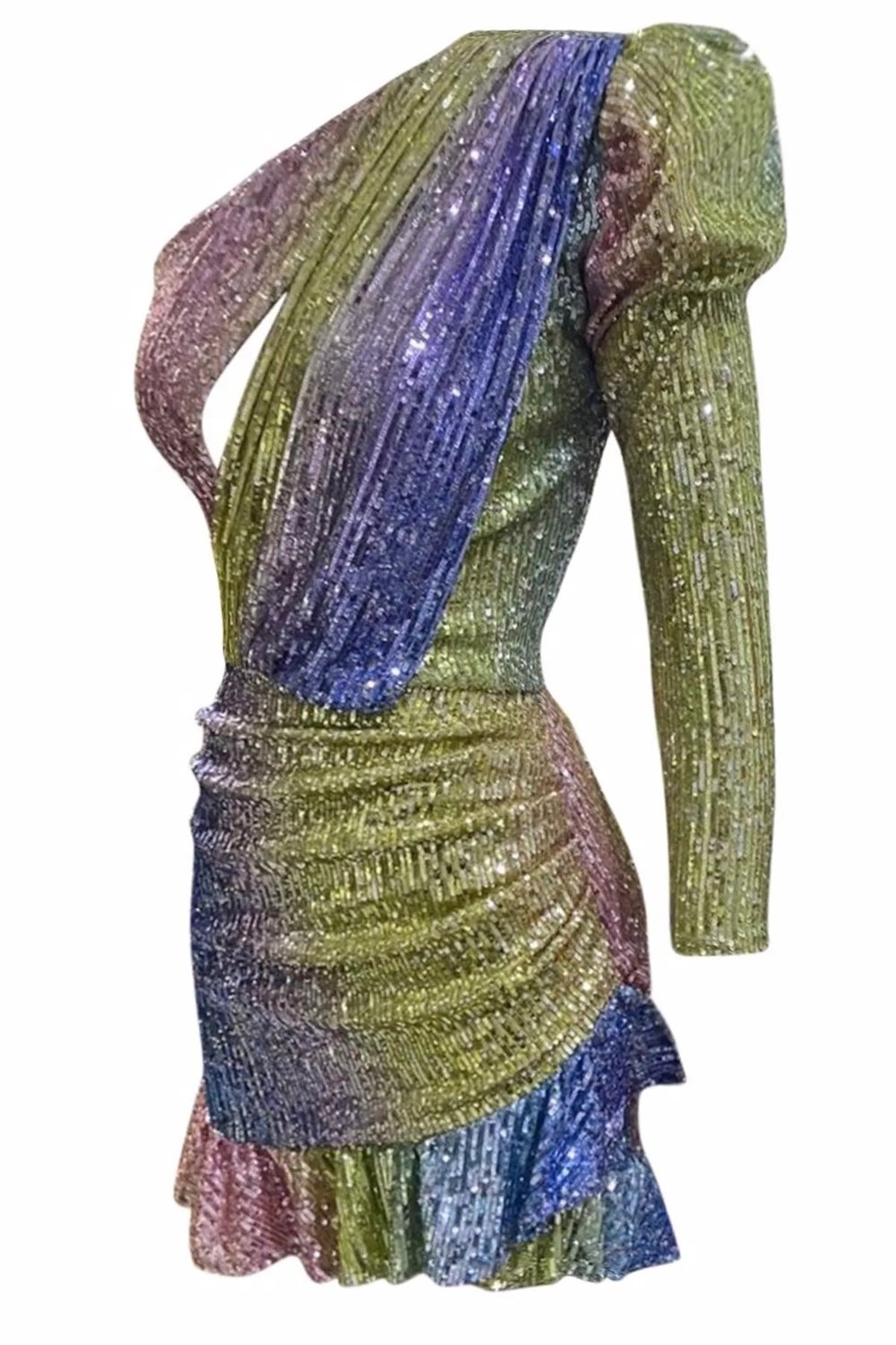 Gira Official-Rainbow Tek Omuz Elbise-Elbise-5-Milagron.com