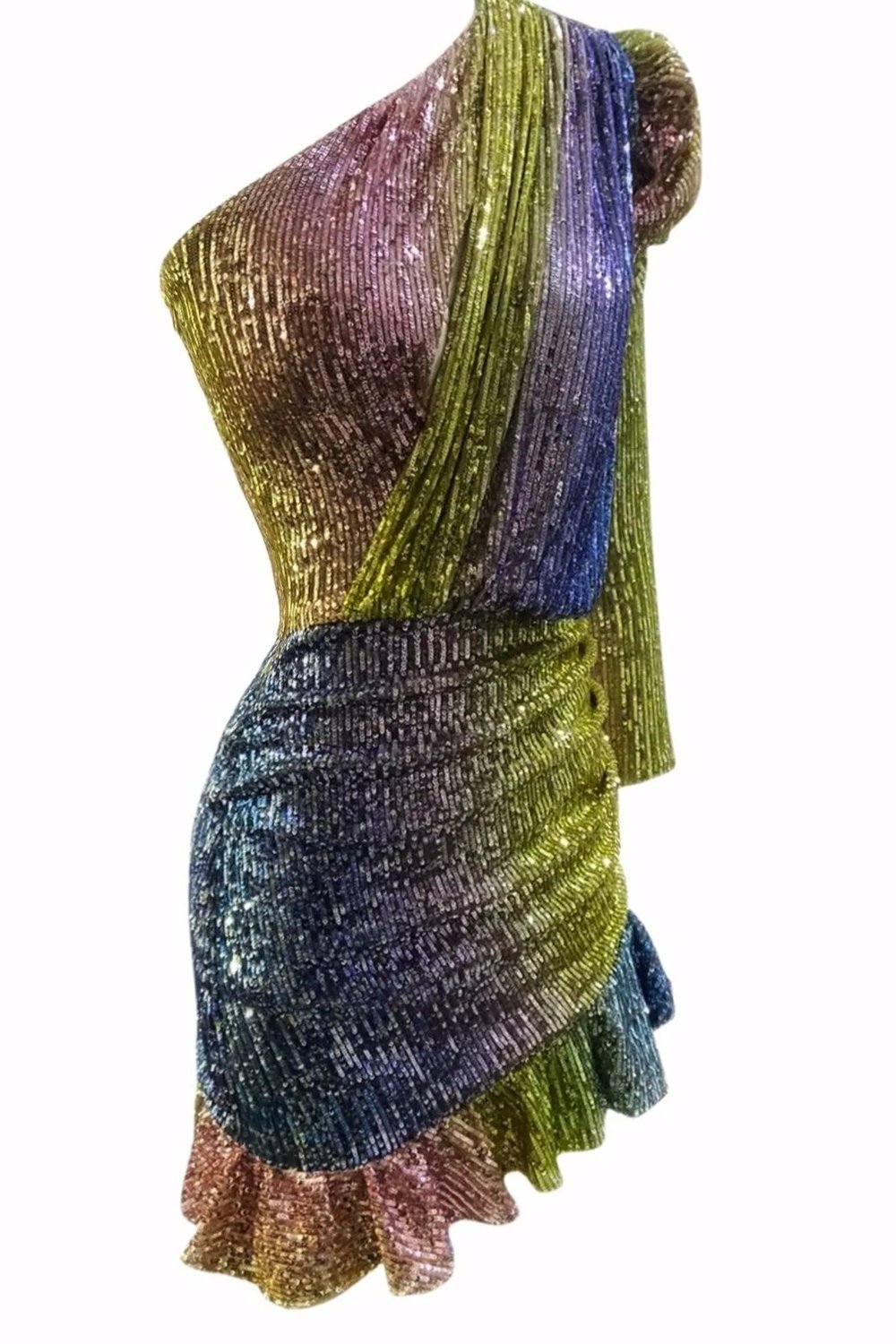 Gira Official-Rainbow Tek Omuz Elbise-Elbise-7-Milagron.com