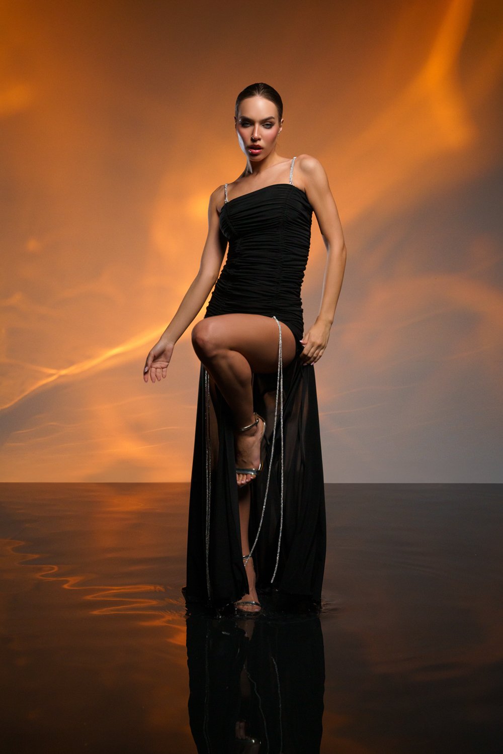 Gira Official-Siyah İp Detaylı Maxi Elbise-Elbise-3-Milagron.com