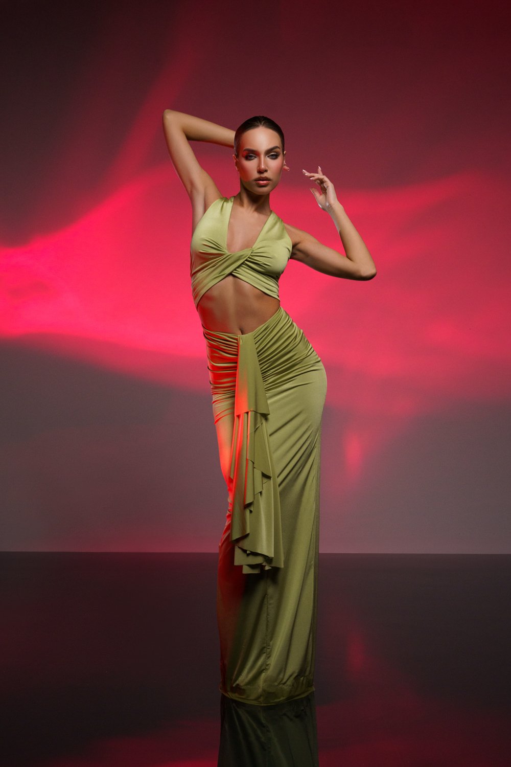 Gira Official-Yeşil Cut Out Detaylı Maxi Elbise-Elbise-2-Milagron.com