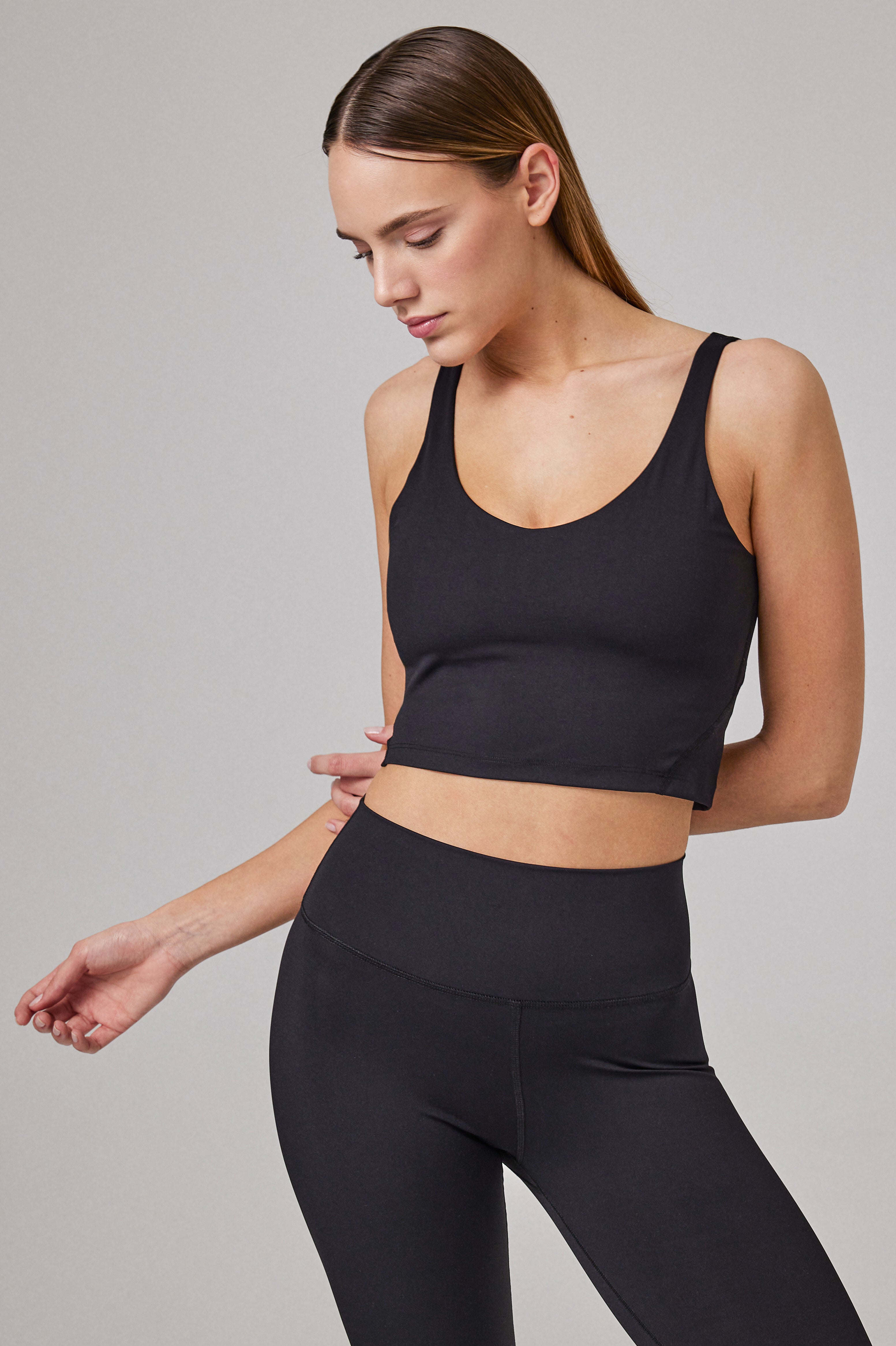 Glo Studio-Liz Glossy Crop Jet Black-Crop Top-1-Milagron.com