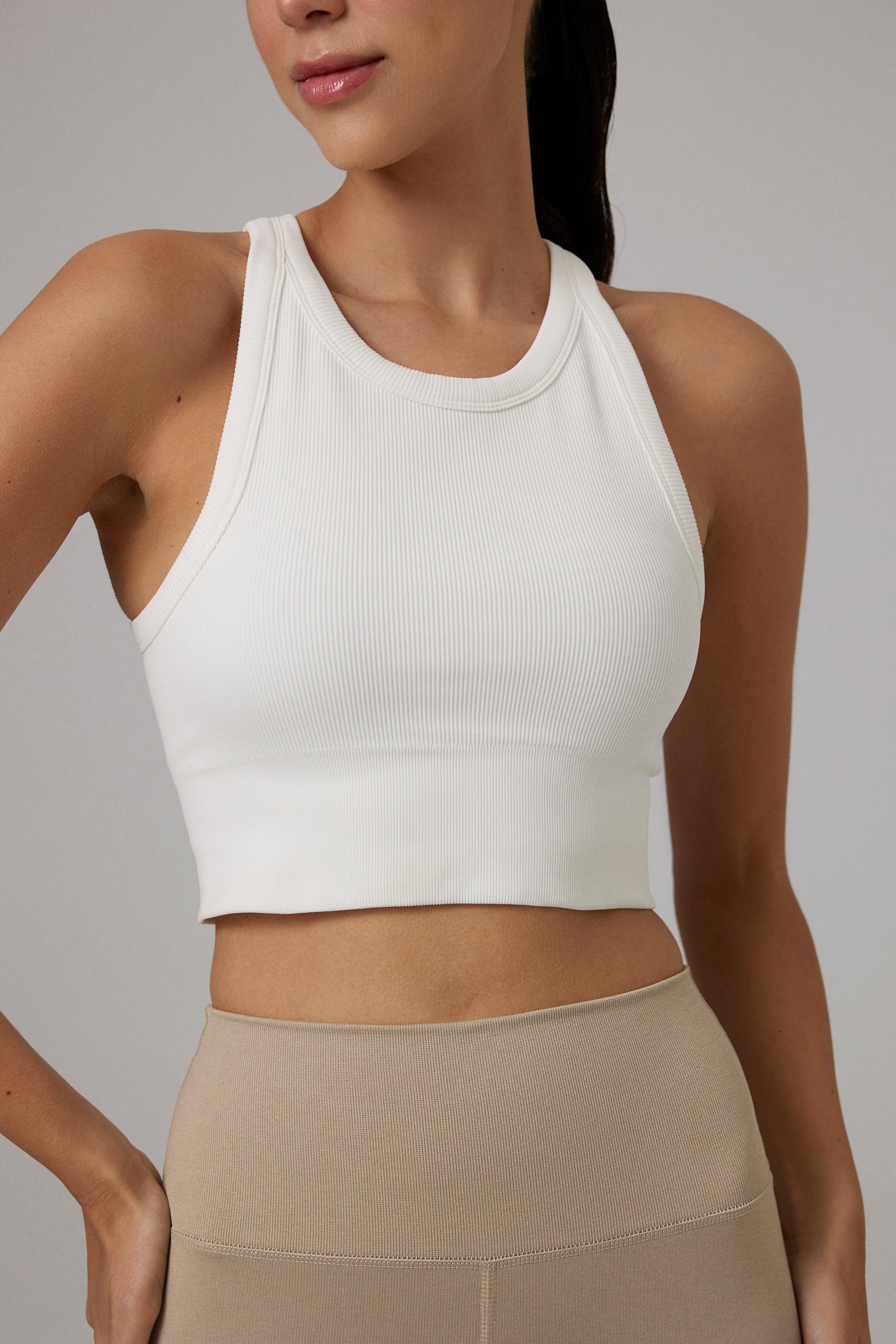 Glo Studio-Zola Seamless Crop Snow White| Kadın Spor Ve Fitness Crop Top-Crop Top-3-Milagron.com