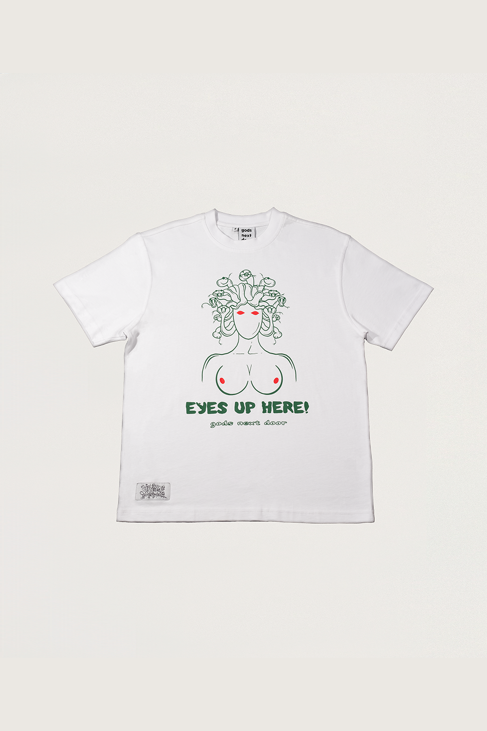 Gods Next Door-Eyes Up Here!-T-Shirts-1-Milagron.com