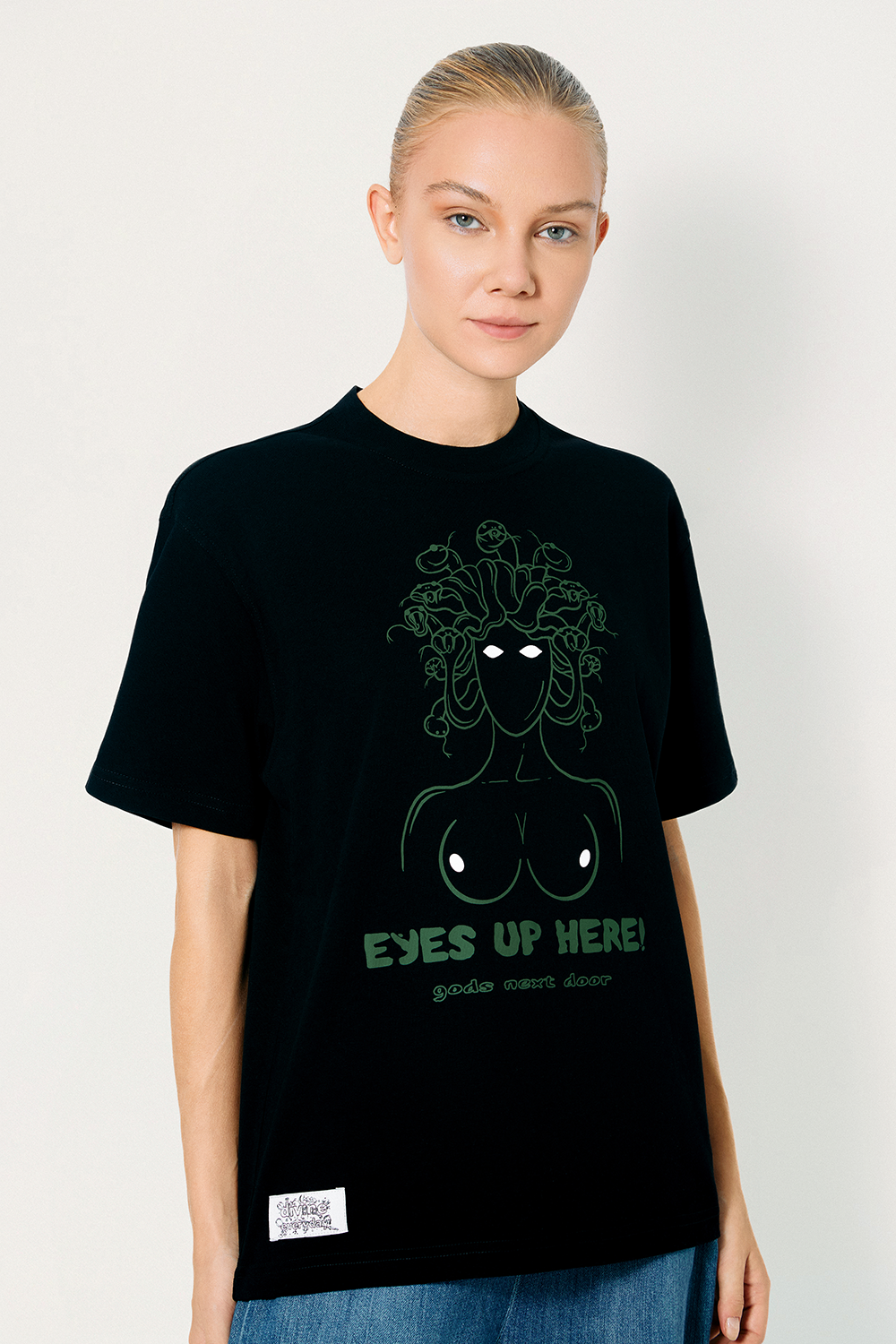 Gods Next Door-Eyes Up Here!-T-Shirts-5-Milagron.com
