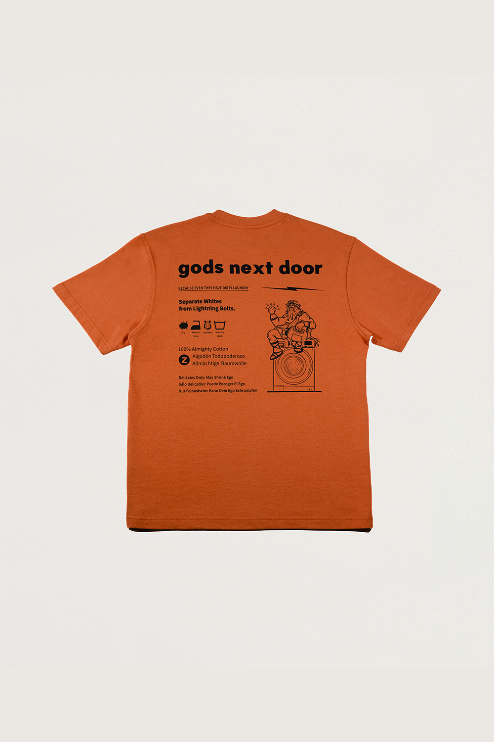 Gods Next Door-Zeus' Almighty Washing Guide-T-Shirts-2-Milagron.com