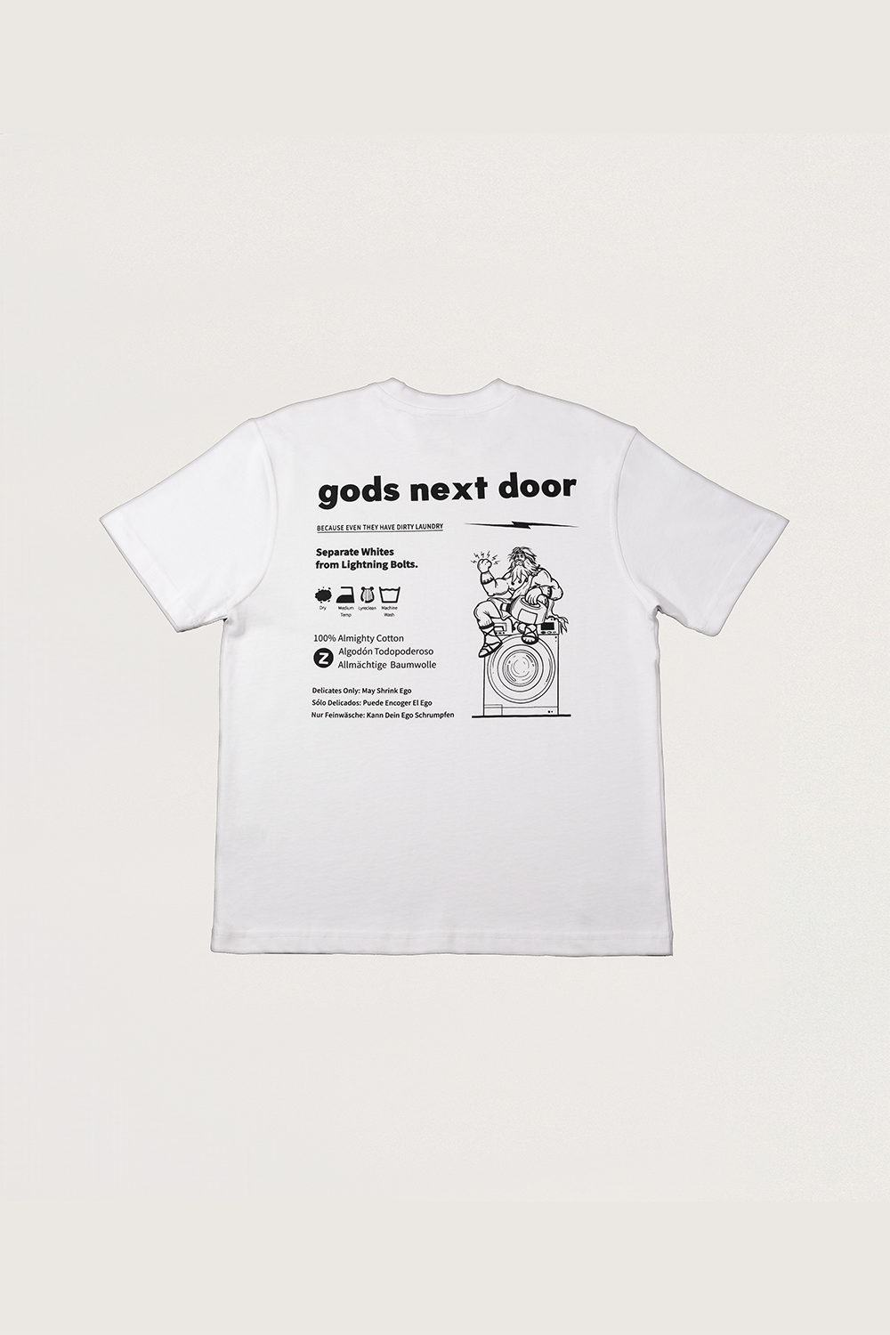 Gods Next Door-Zeus' Almighty Washing Guide-T-Shirts-2-Milagron.com