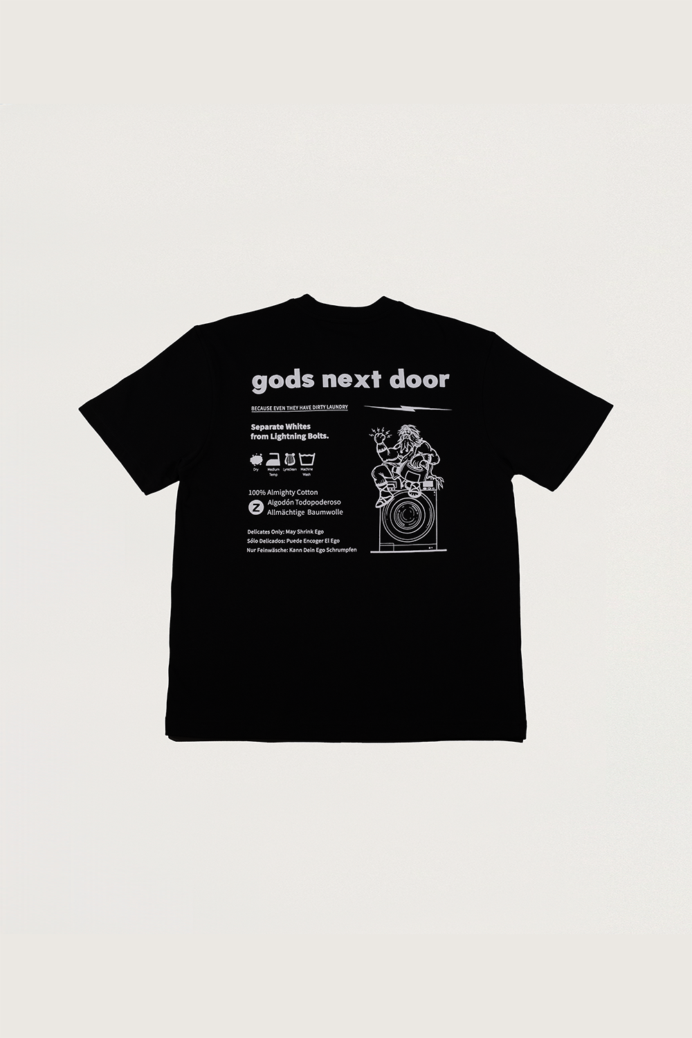 Gods Next Door-Zeus' Almighty Washing Guide-T-Shirts-2-Milagron.com