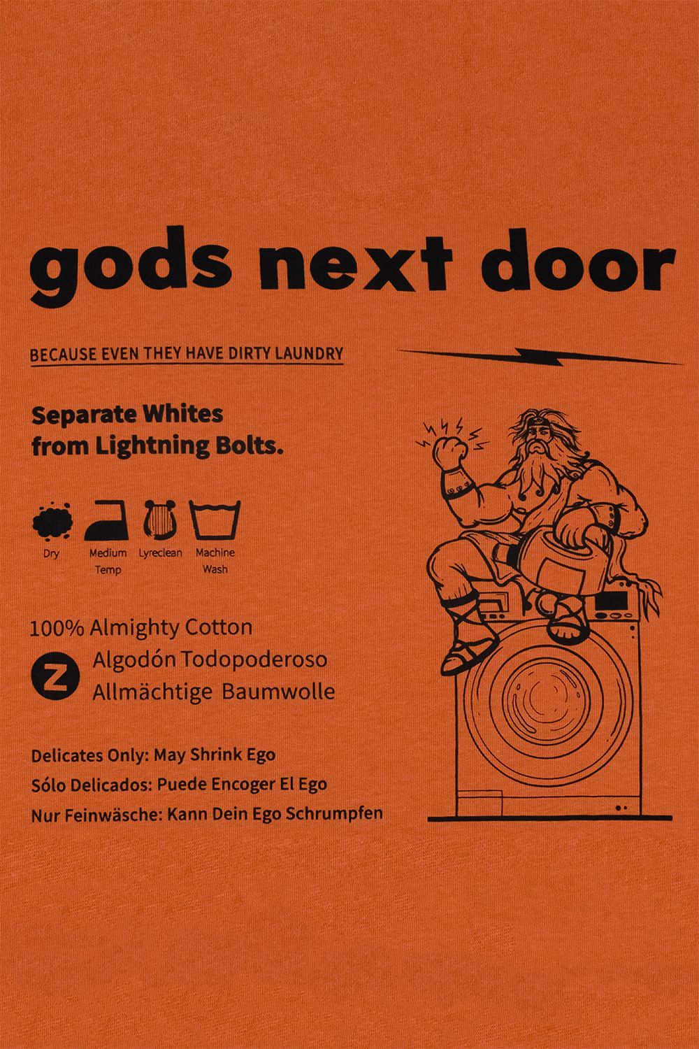 Gods Next Door-Zeus' Almighty Washing Guide-T-Shirts-3-Milagron.com