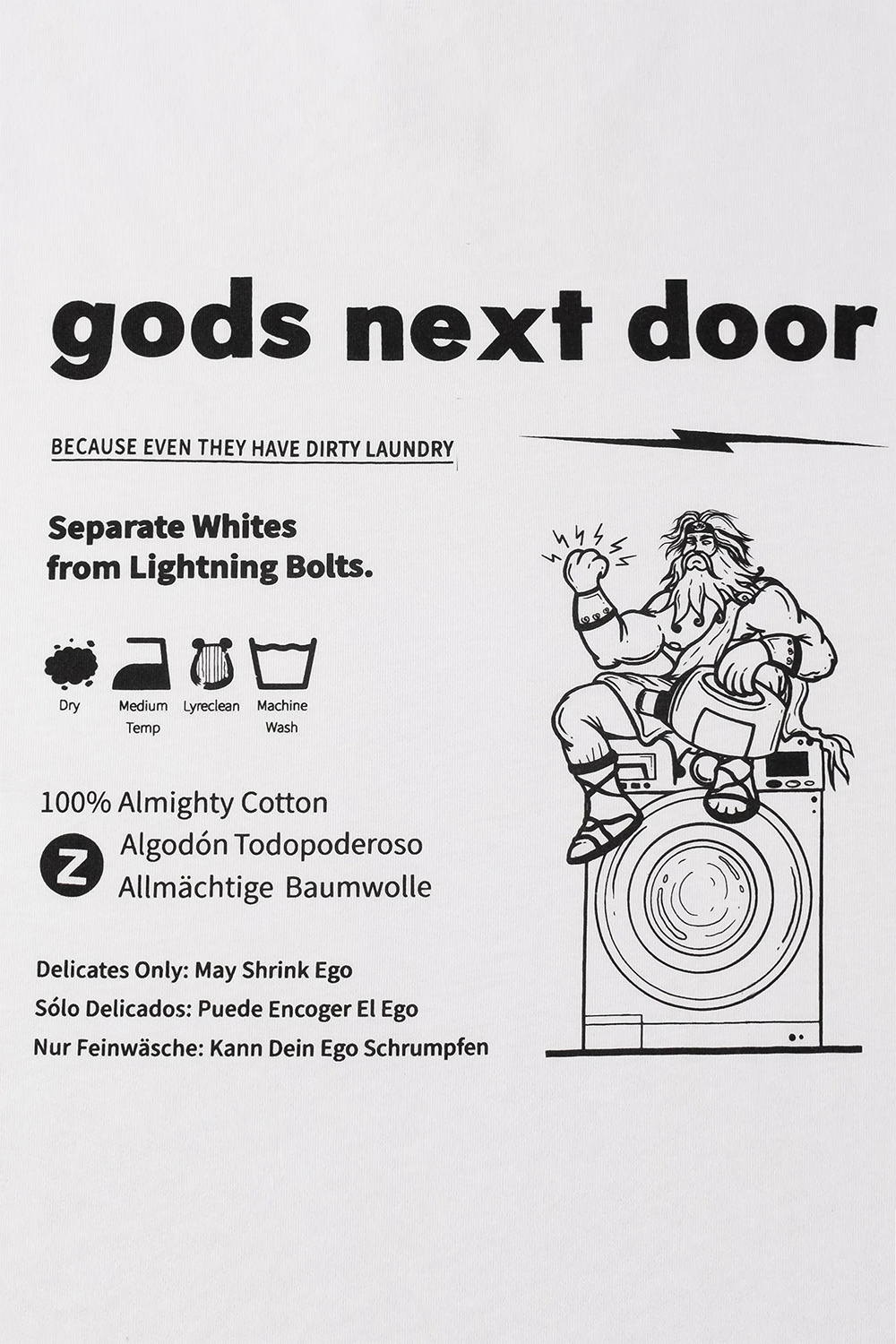 Gods Next Door-Zeus' Almighty Washing Guide-T-Shirts-3-Milagron.com