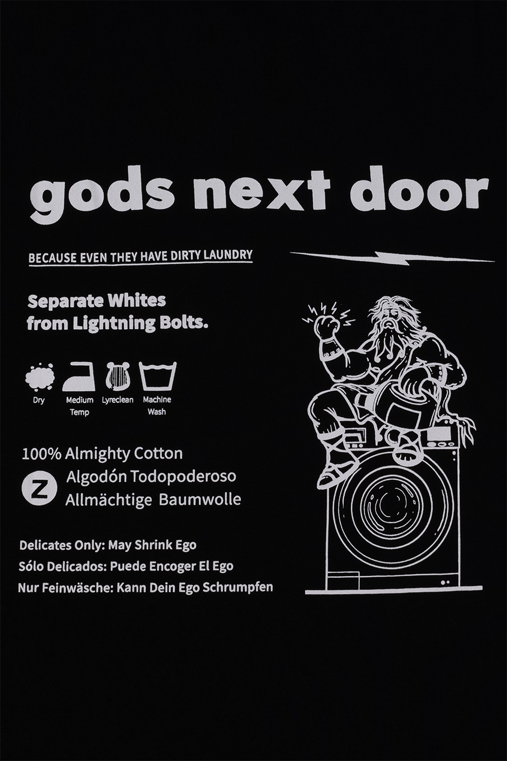 Gods Next Door-Zeus' Almighty Washing Guide-T-Shirts-3-Milagron.com