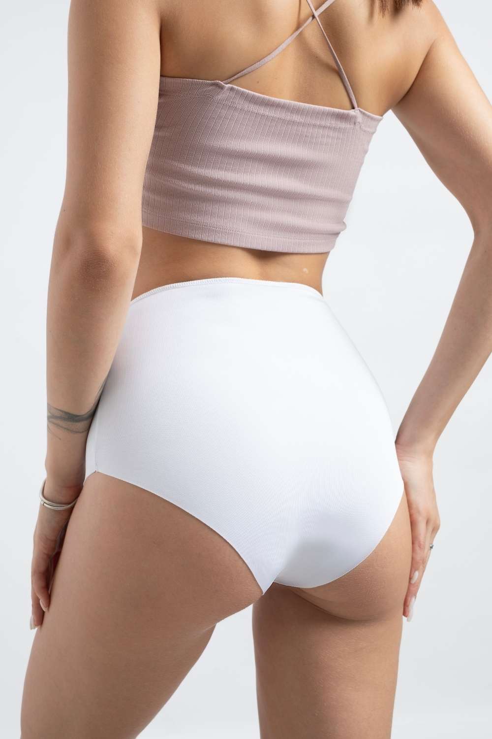 Lazer Kesim Yüksek Bel Cheeky Külot - 3'lü Paket - Kahverengi, Ten Rengi, Beyaz - 7