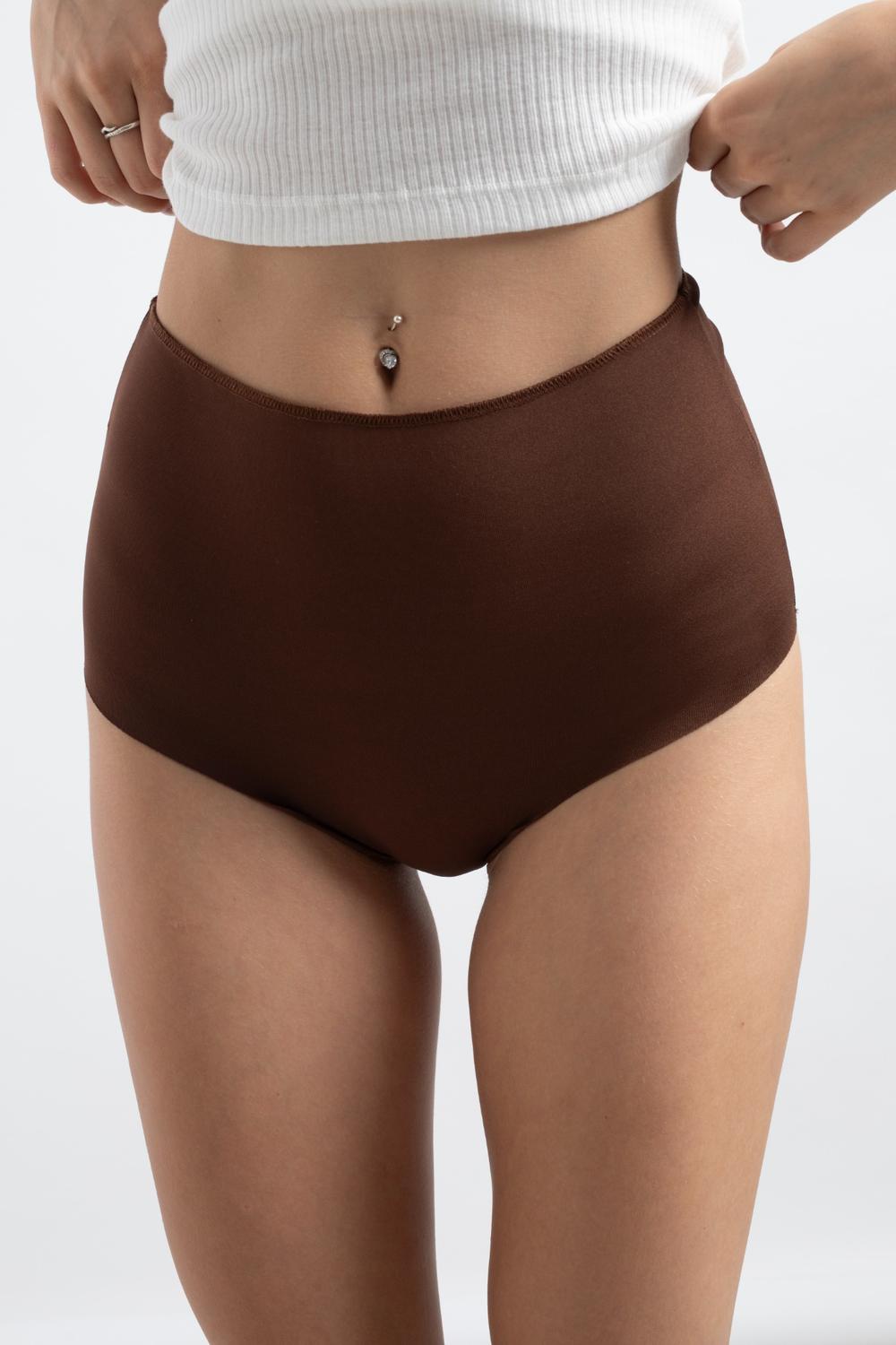 Lazer Kesim Yüksek Bel Cheeky Külot - 5'li Paket - Kahverengi,beyaz,pembe - 2