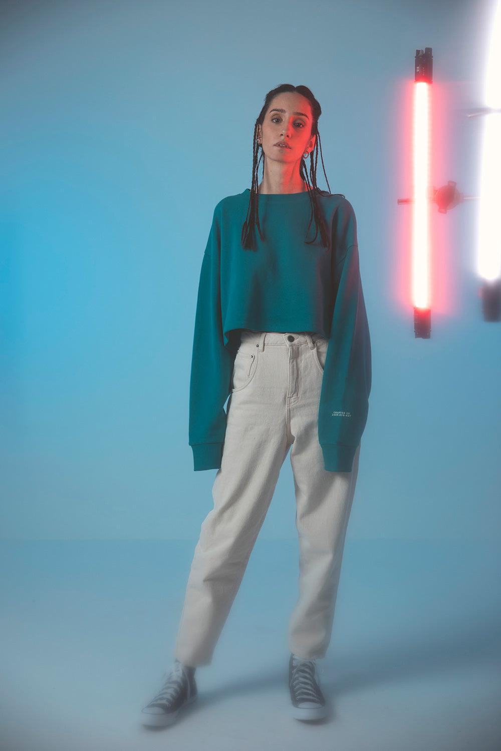 Gruff-Green Crop-Sweatshirts & Hoodies-1-Milagron.com