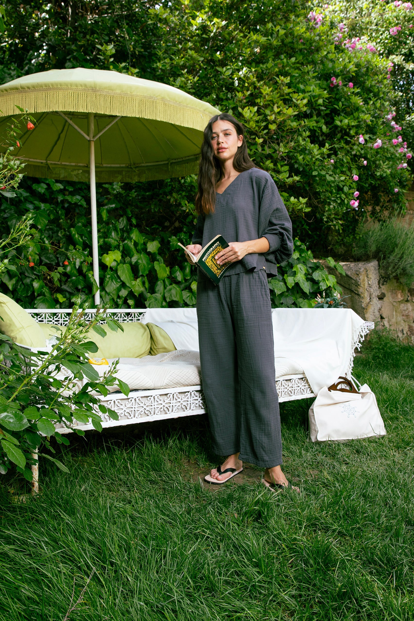 Handarte Los Angeles-Antrasit Müslin Pantolon-Pantolon-2-Milagron.com