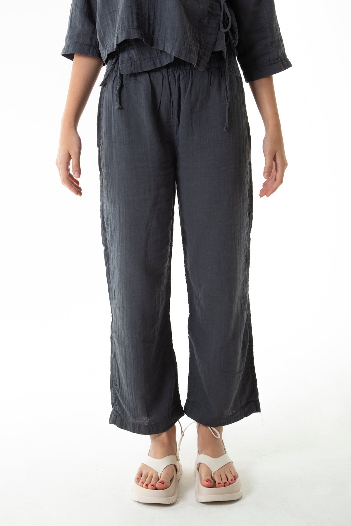 Handarte Los Angeles-Antrasit Müslin Pantolon-Pantolon-7-Milagron.com