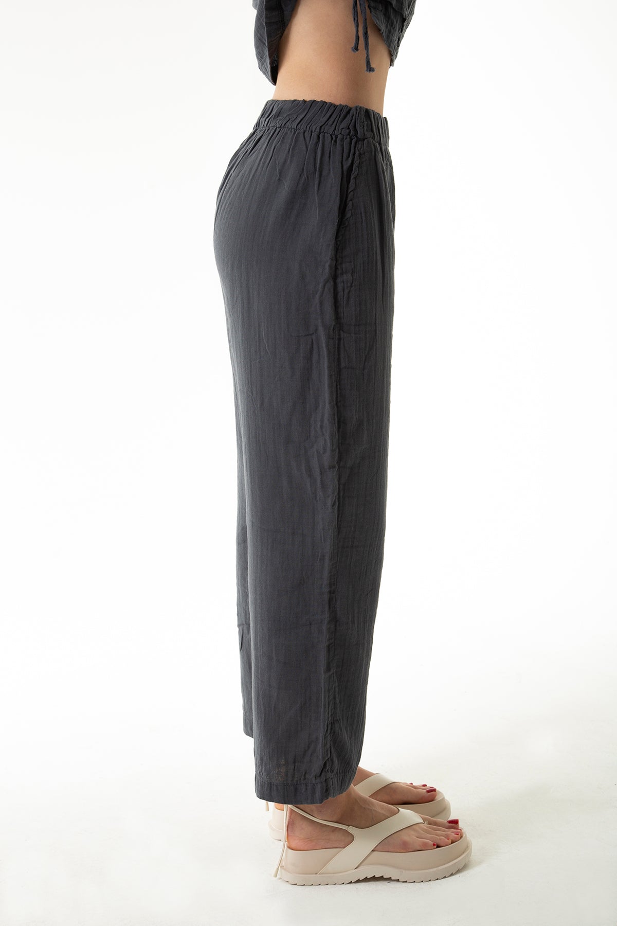 Handarte Los Angeles-Antrasit Müslin Pantolon-Pantolon-8-Milagron.com