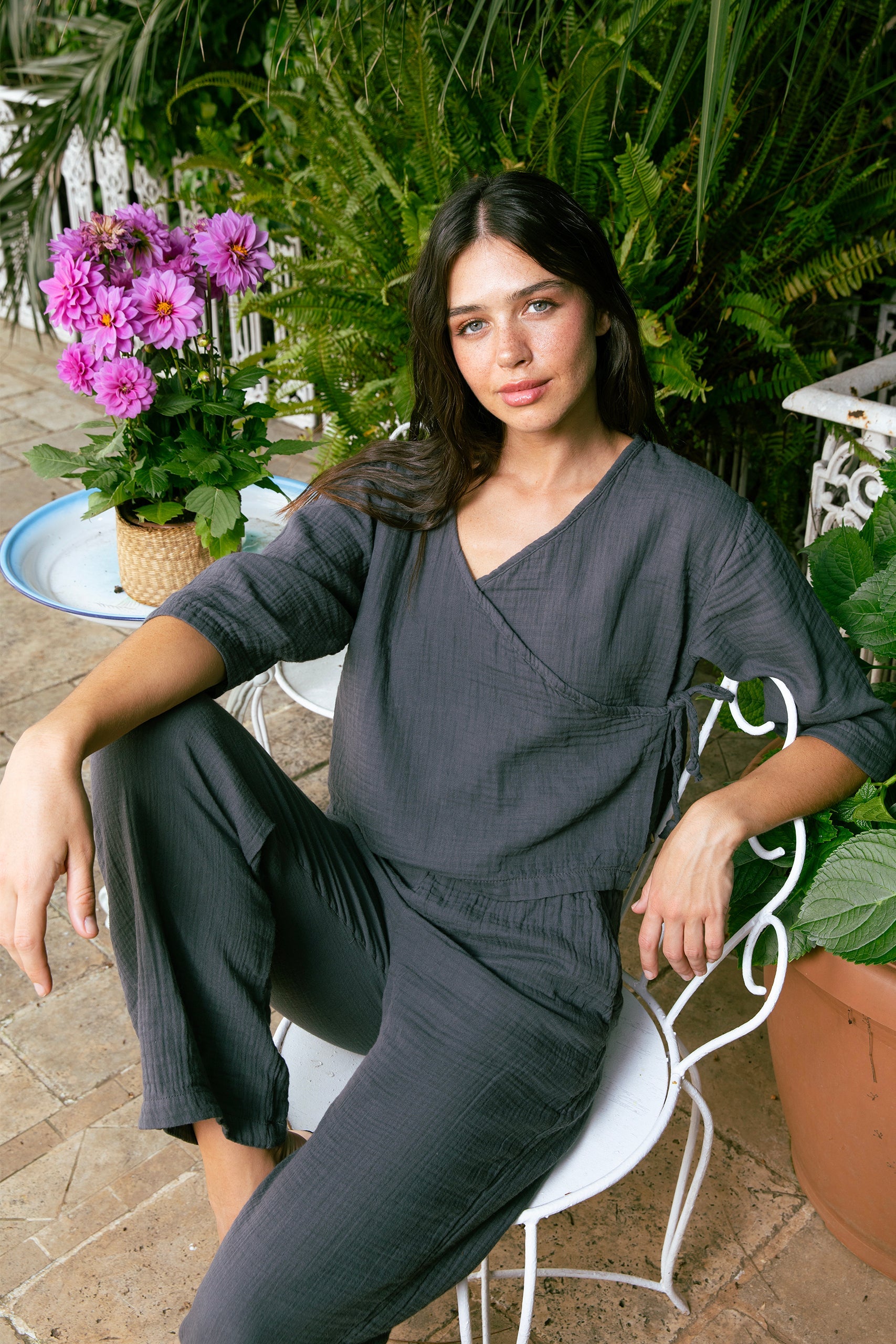 Handarte Los Angeles-Antrasit Müslin Wrap Top-Top-1-Milagron.com