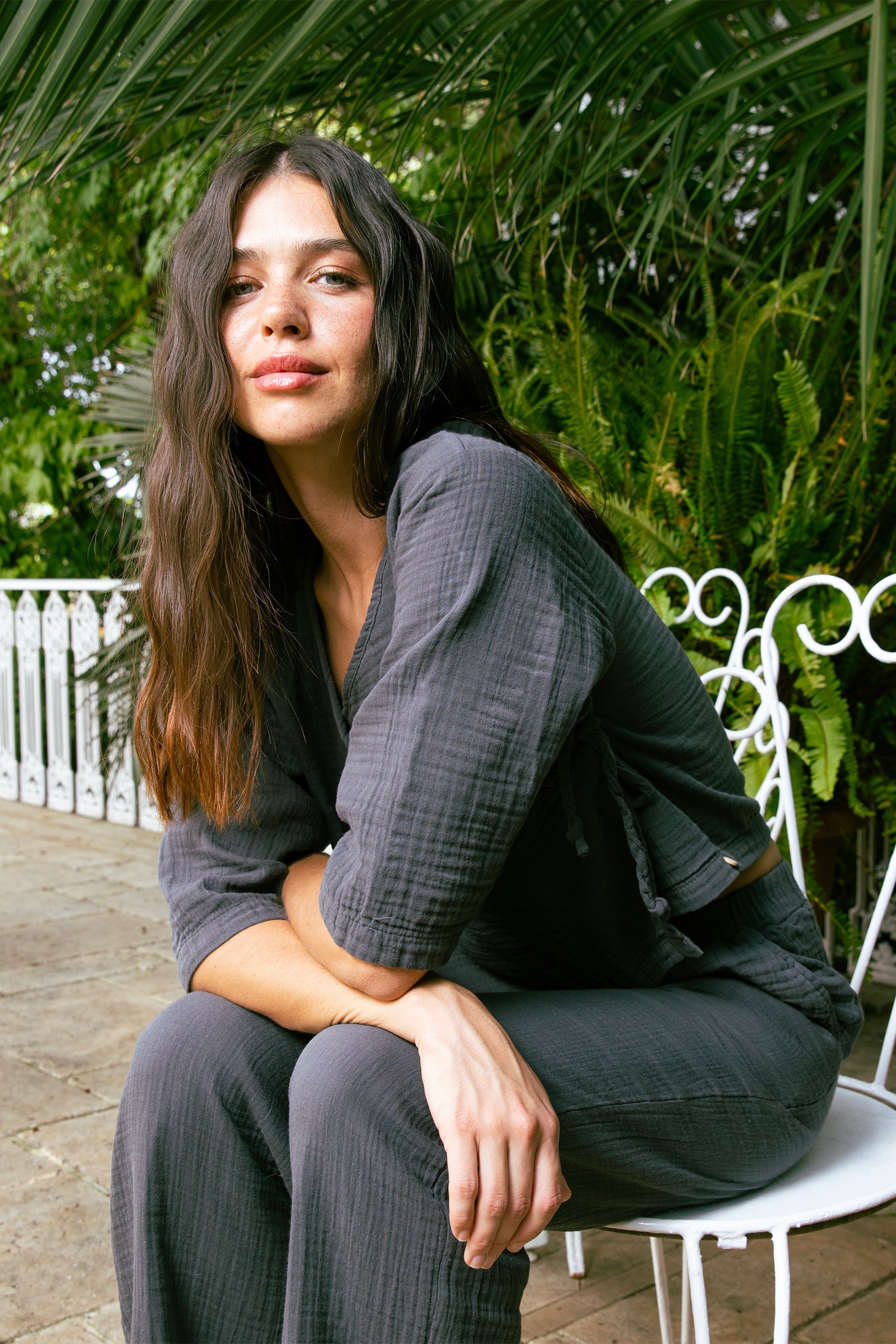 Handarte Los Angeles-Antrasit Müslin Wrap Top-Top-5-Milagron.com