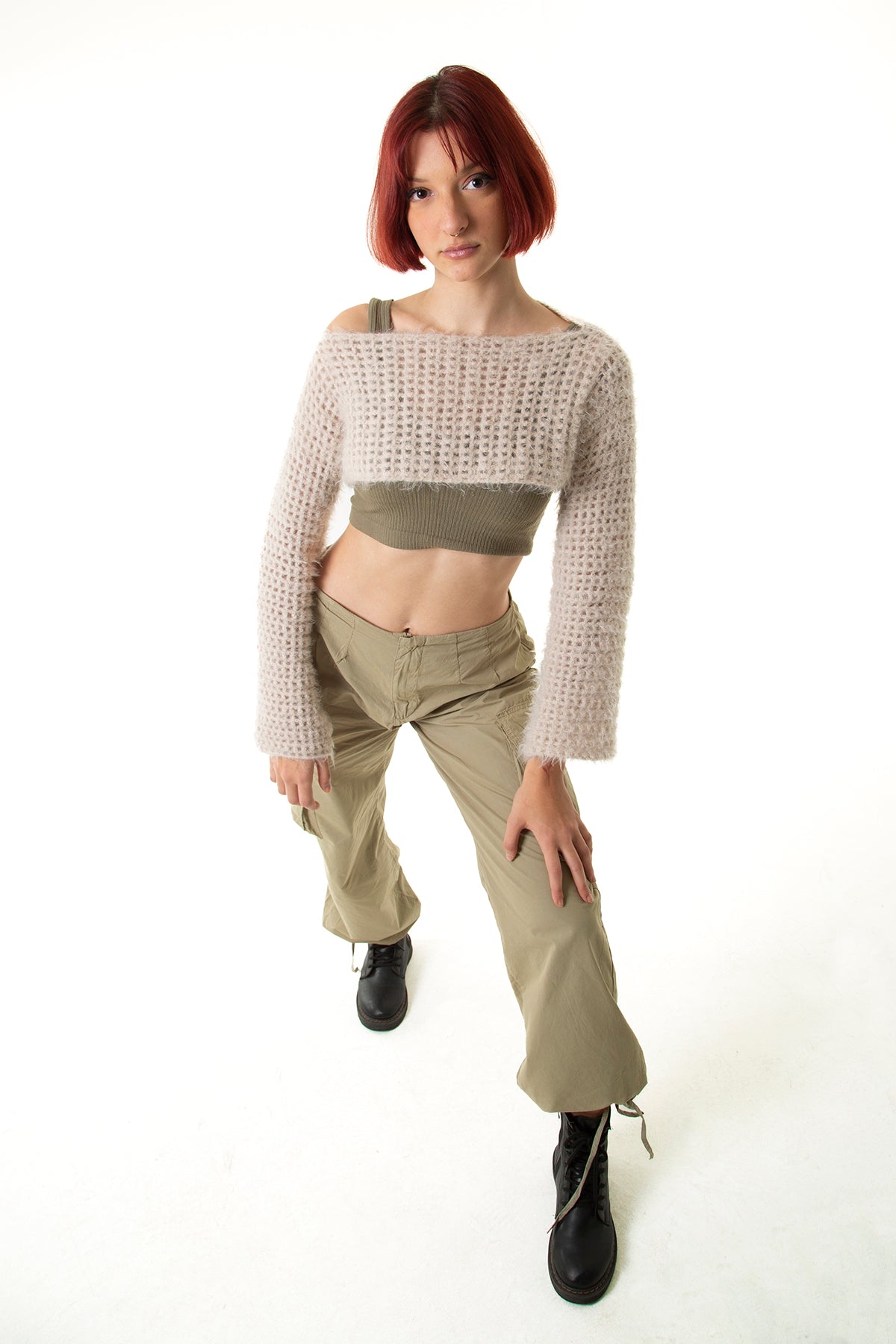 Handarte Los Angeles-Bej El Örgüsü Crop Top-Crop Top-8-Milagron.com