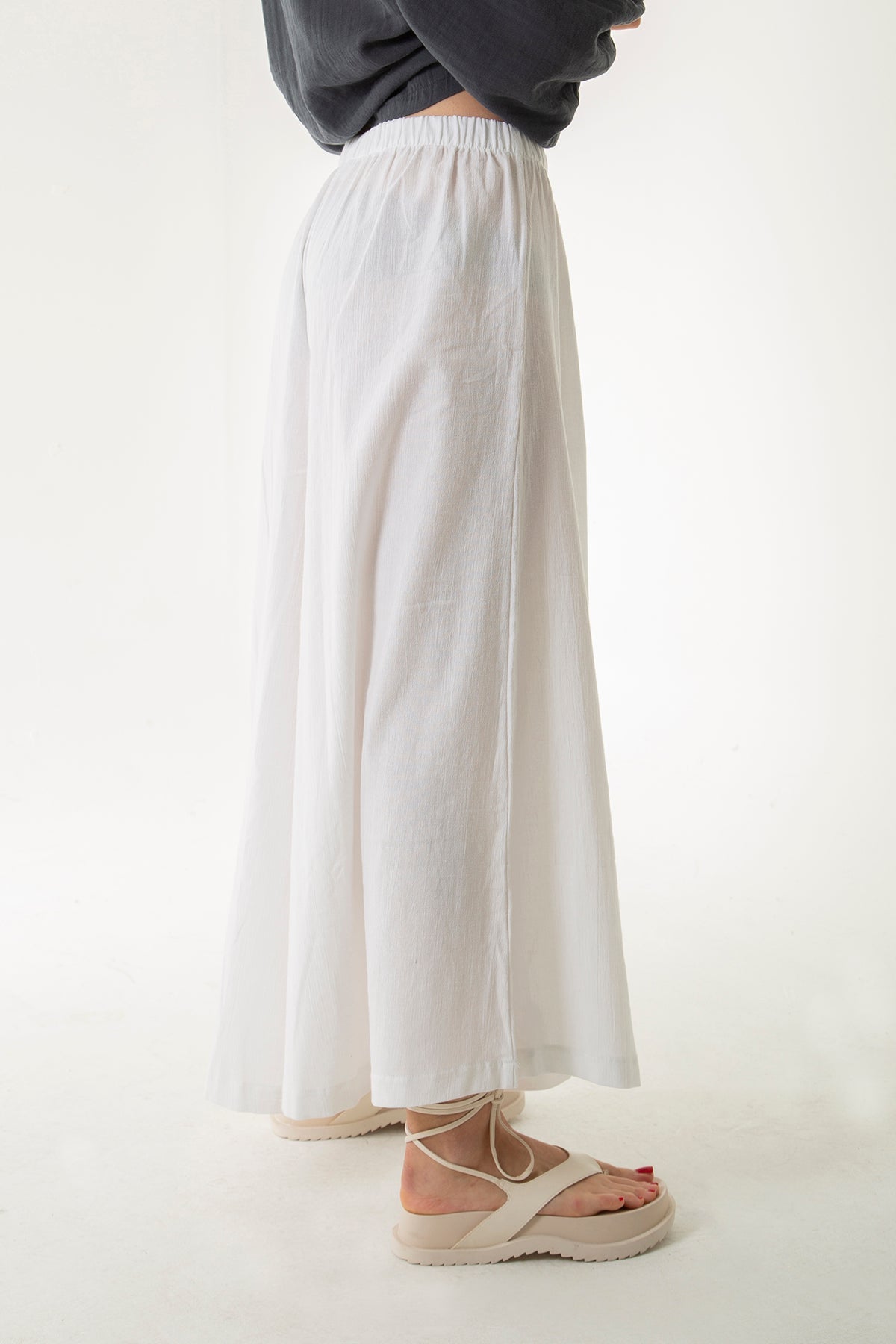 Handarte Los Angeles-Beyaz Palazzo Pantolon-Pantolon-7-Milagron.com