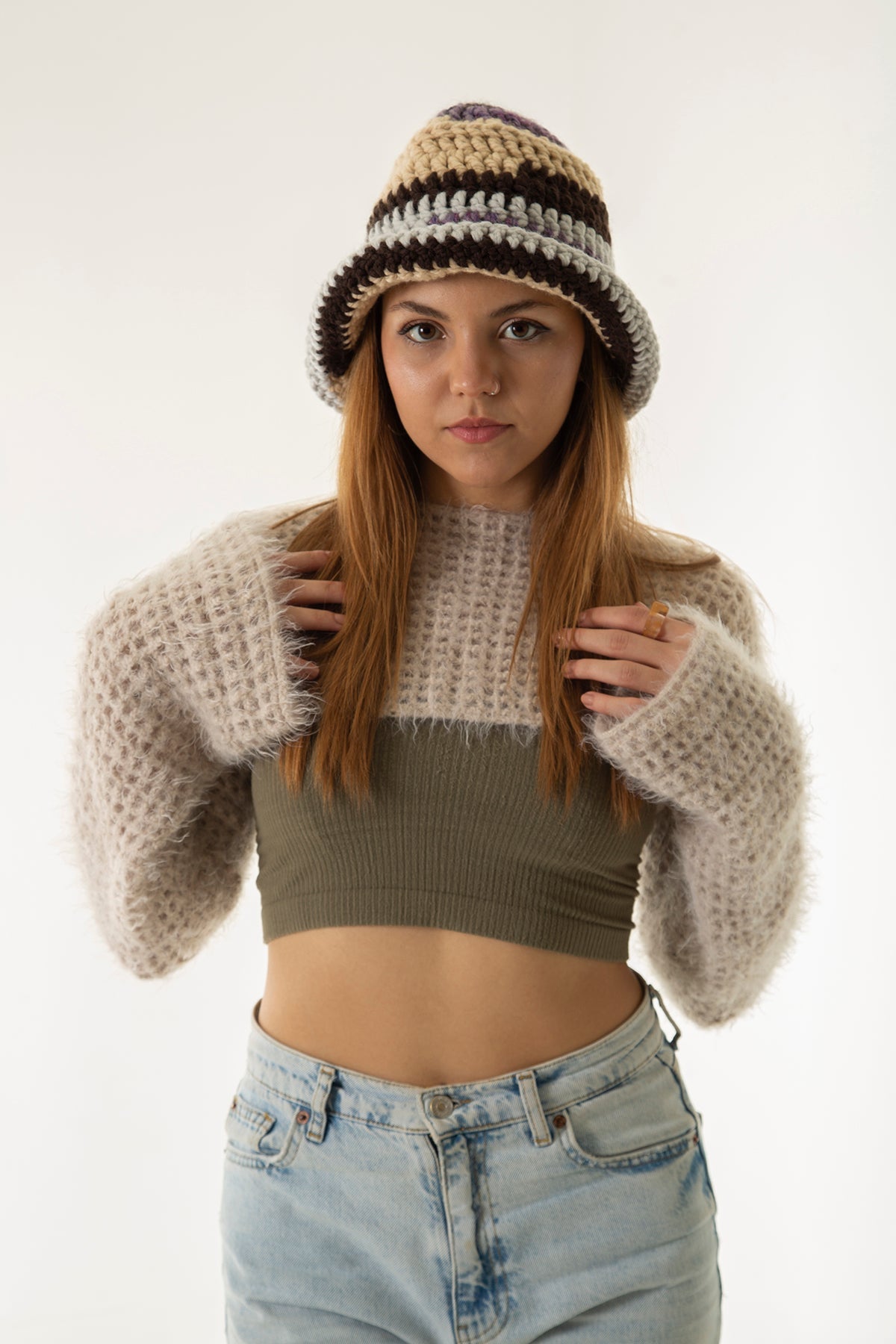 Handarte Los Angeles-Çok Renkli El örgüsü Bucket Şapka-Şapka-1-Milagron.com