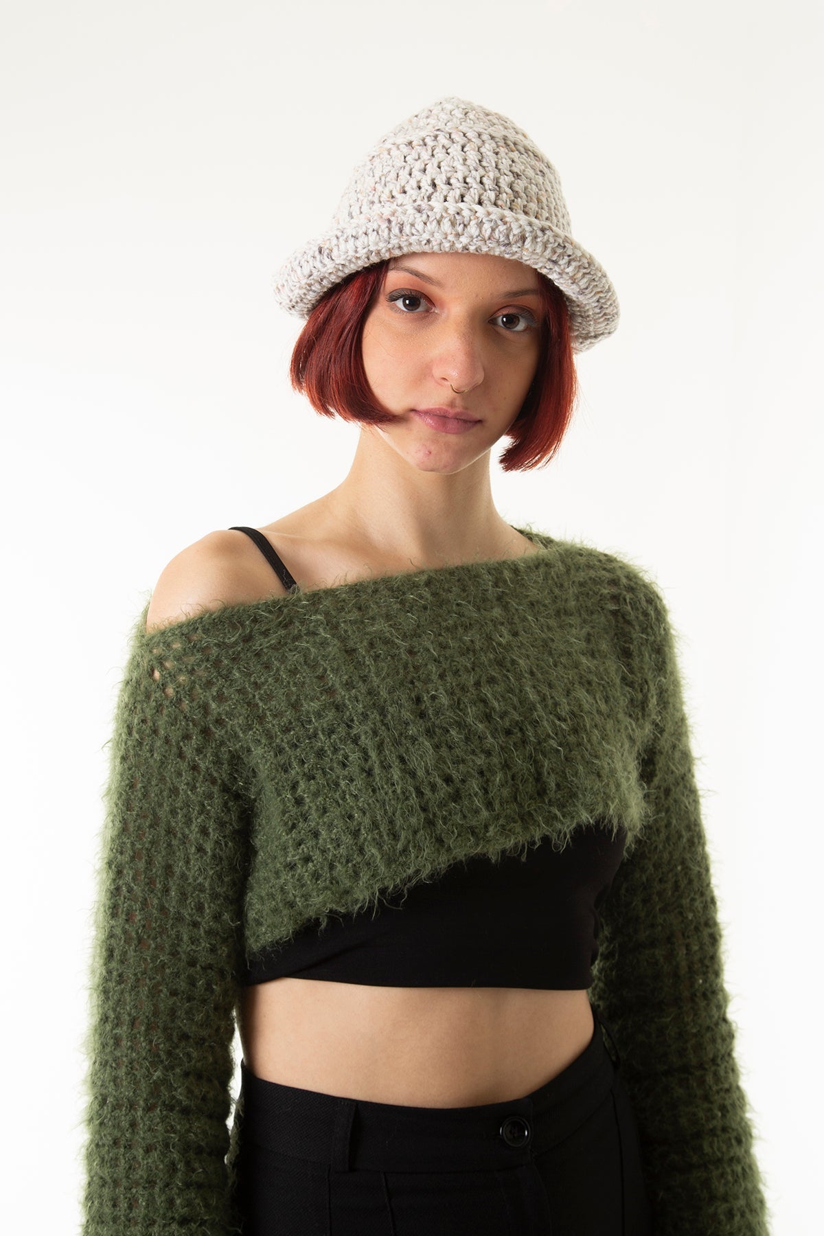 Handarte Los Angeles-Gri El Örgüsü Bucket şapka-Şapka-1-Milagron.com