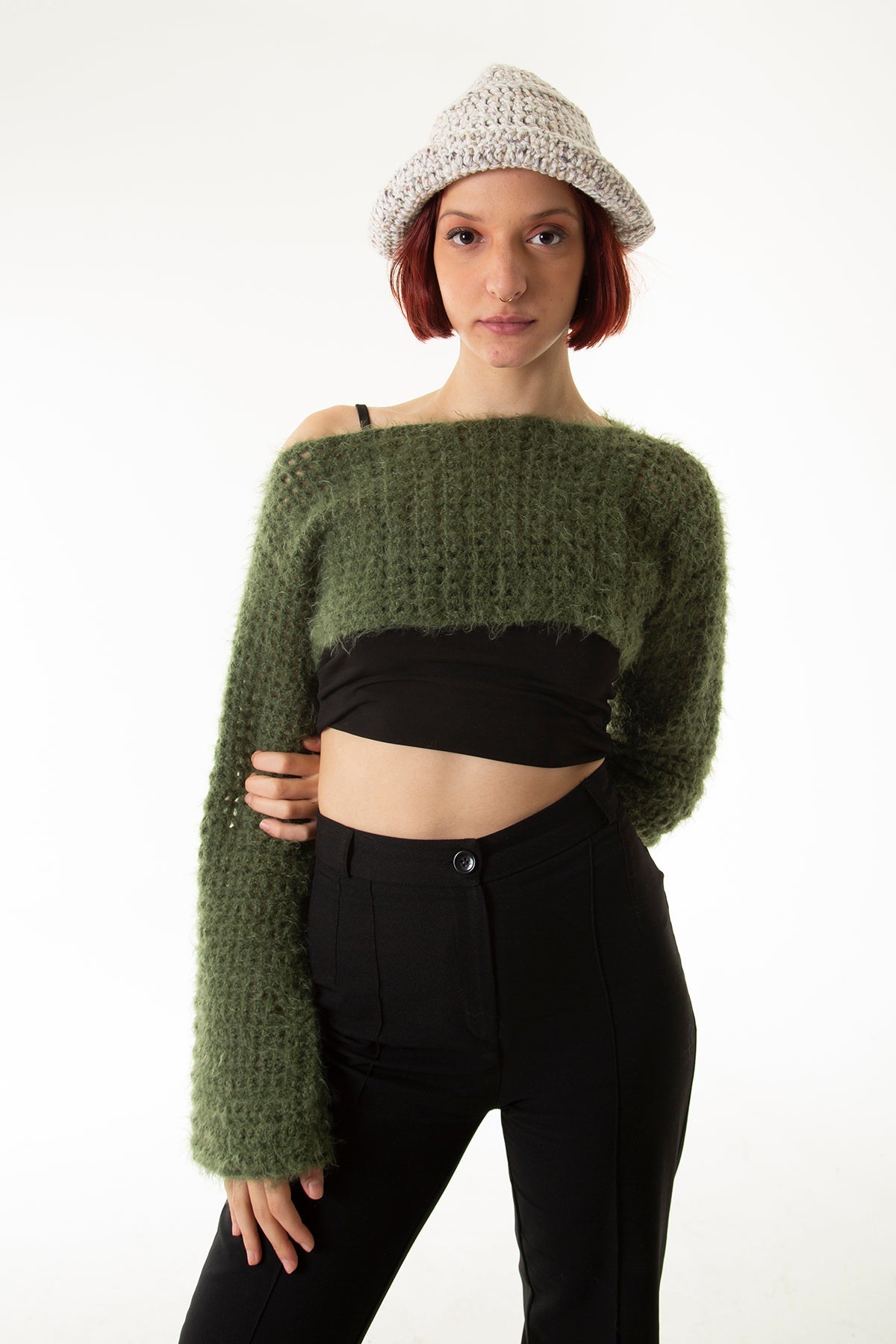 Handarte Los Angeles-Gri El Örgüsü Bucket şapka-Şapka-2-Milagron.com