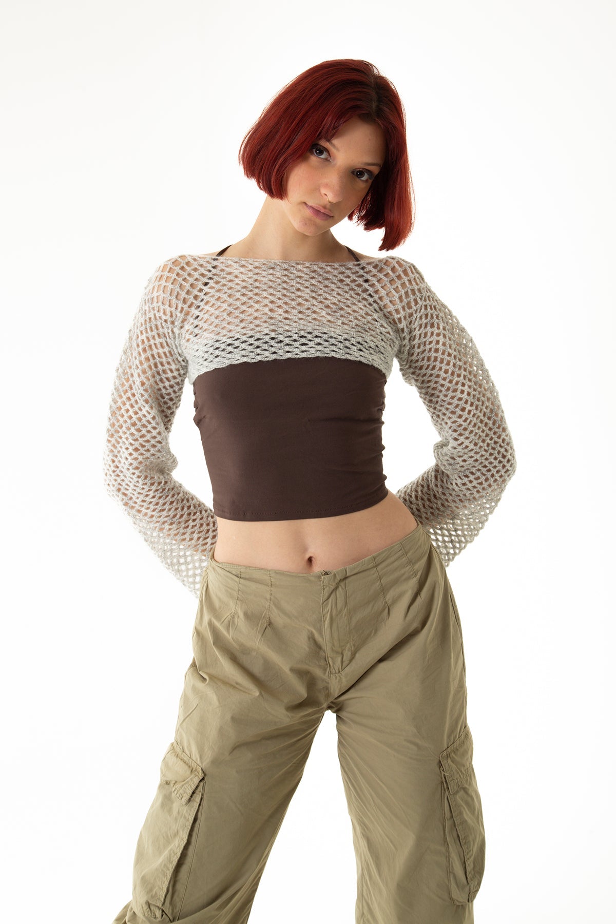 Handarte Los Angeles-Gri File El Örgüsü Crop Top-Crop Top-1-Milagron.com