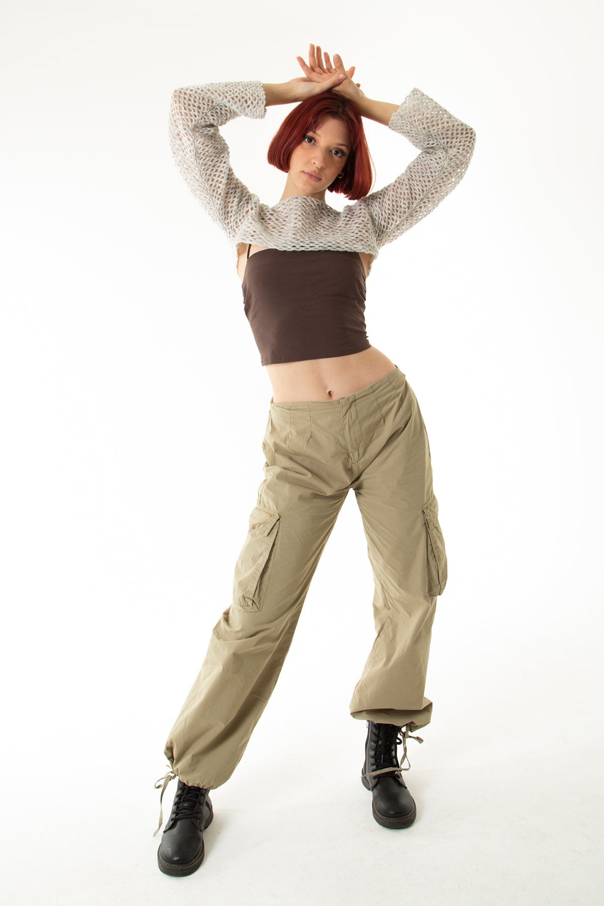 Handarte Los Angeles-Gri File El Örgüsü Crop Top-Crop Top-2-Milagron.com