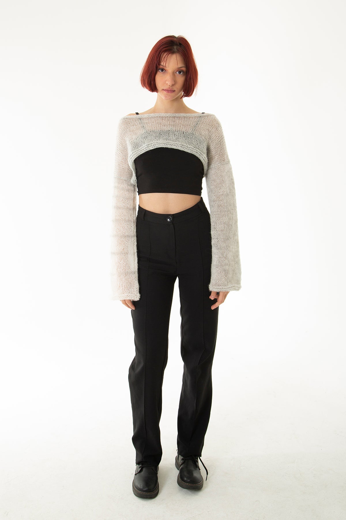 Handarte Los Angeles-Gri Salaş Angora Crop Top-Crop Top-7-Milagron.com
