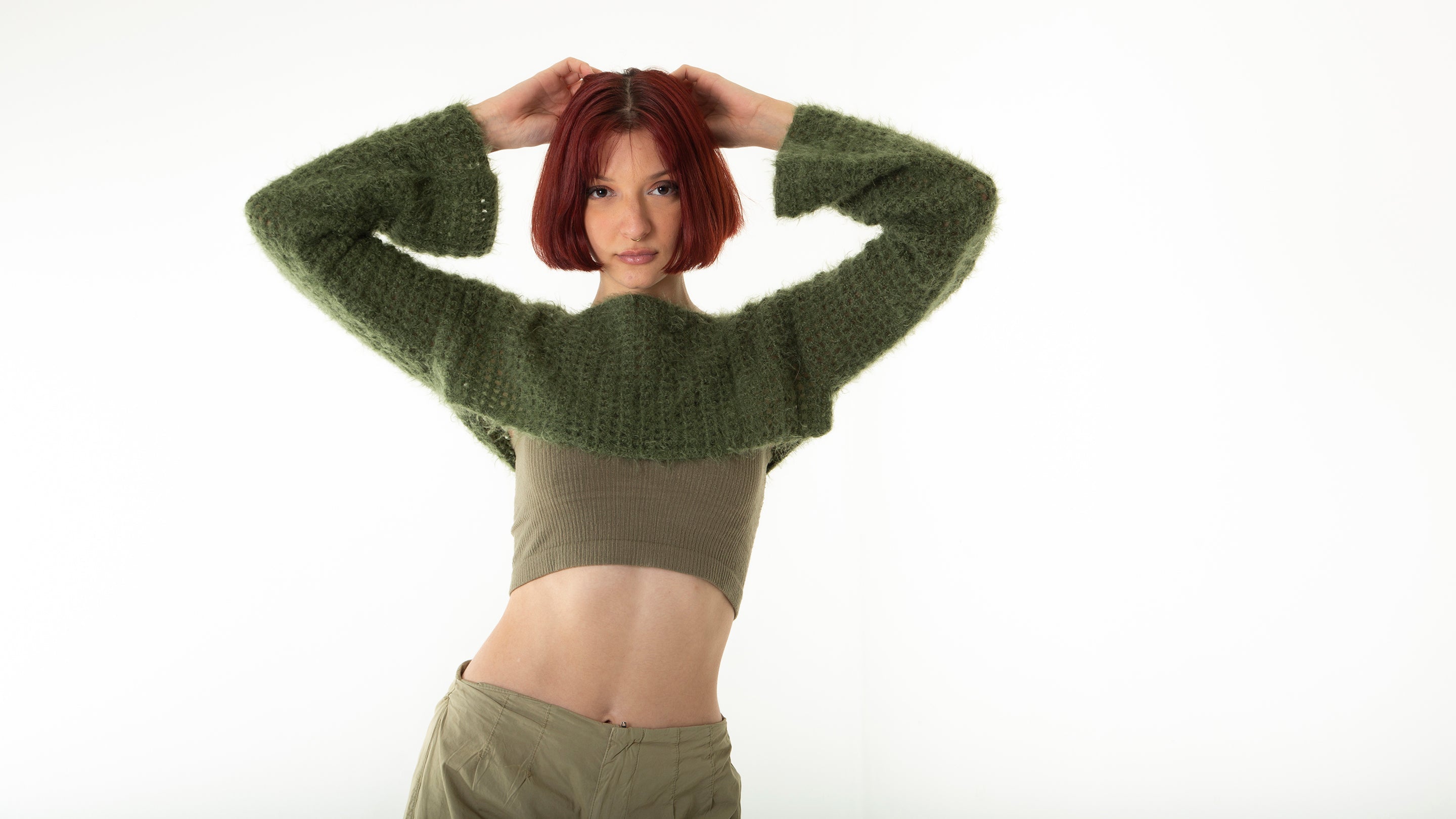 Handarte Los Angeles-Haki El Örgüsü Crop Top-Crop Top-7-Milagron.com