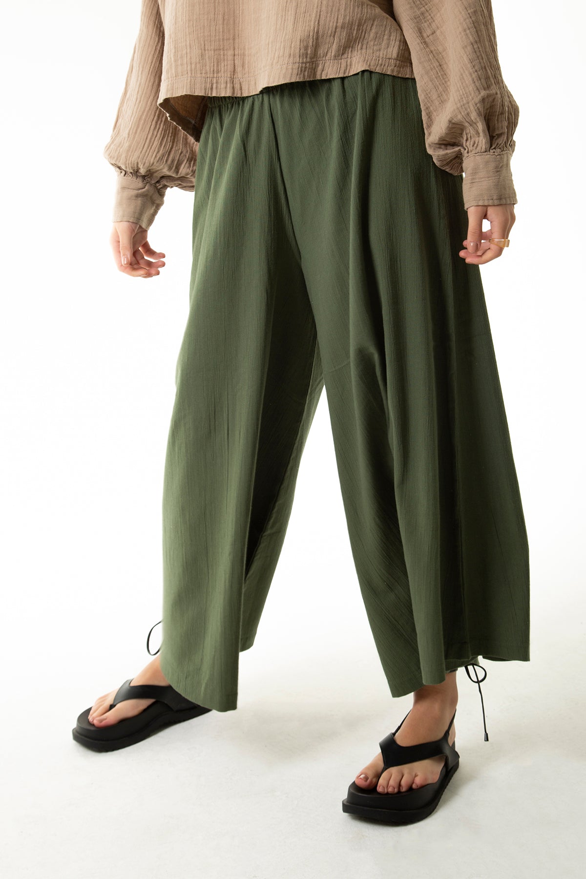 Handarte Los Angeles-Haki Palazzo Pantolon-Pantolon-7-Milagron.com