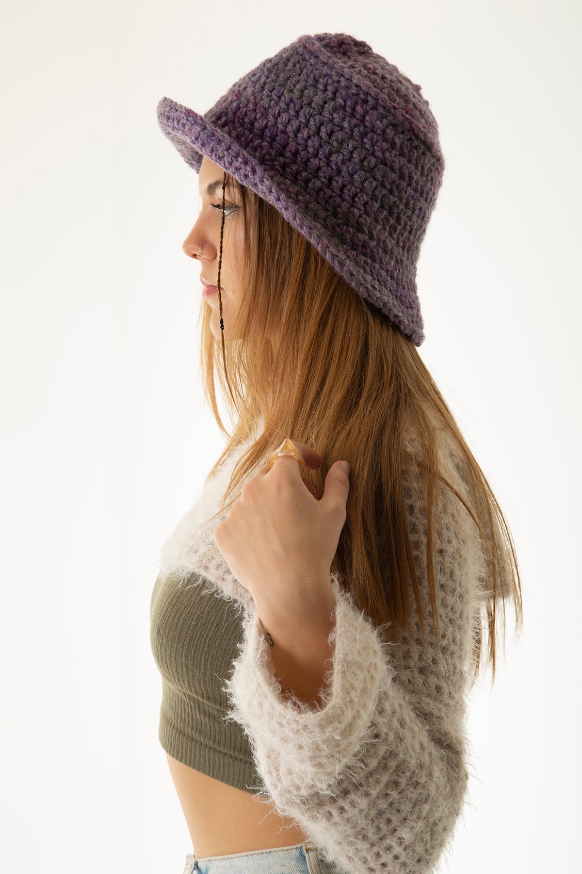 Handarte Los Angeles-Kırçıllı Mor El örgüsü Bucket Şapka-Şapka-2-Milagron.com