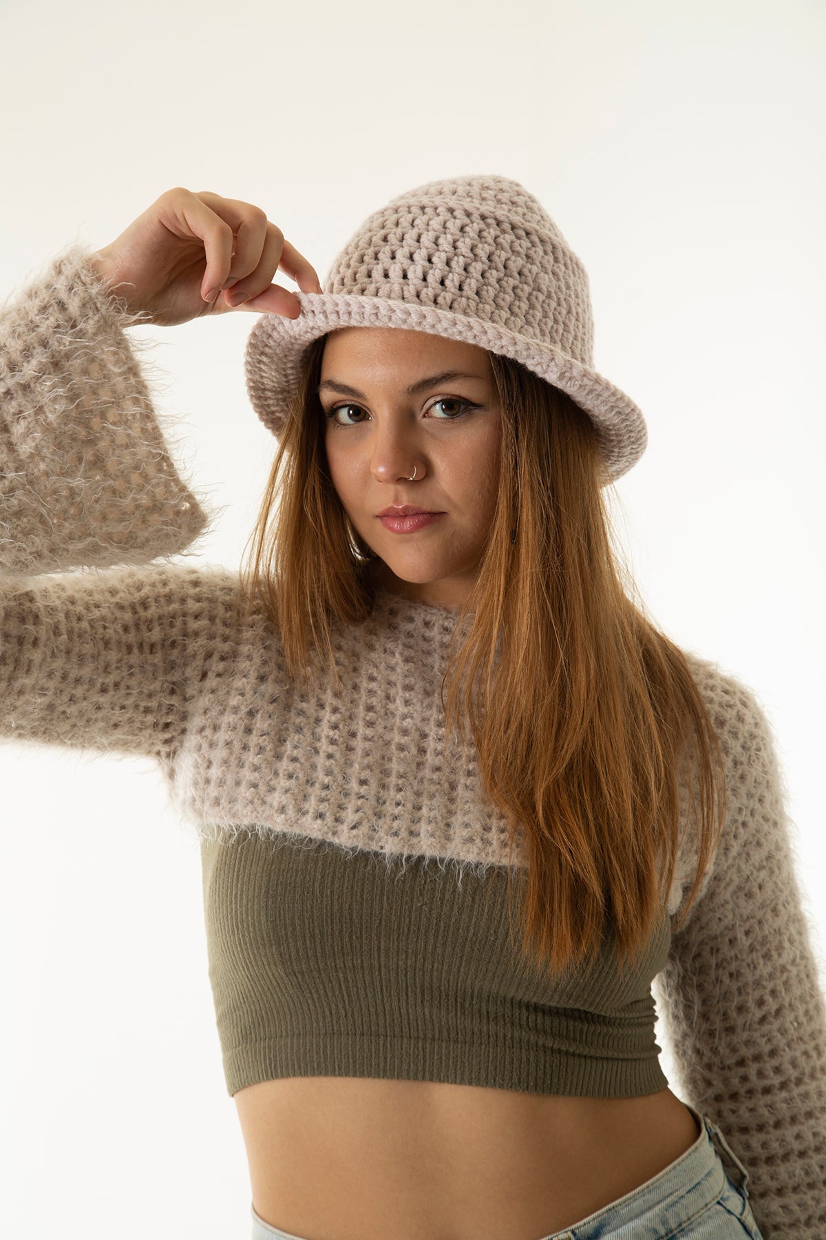 Handarte Los Angeles-Krem El Örgüsü Bucket şapka-Şapka-2-Milagron.com