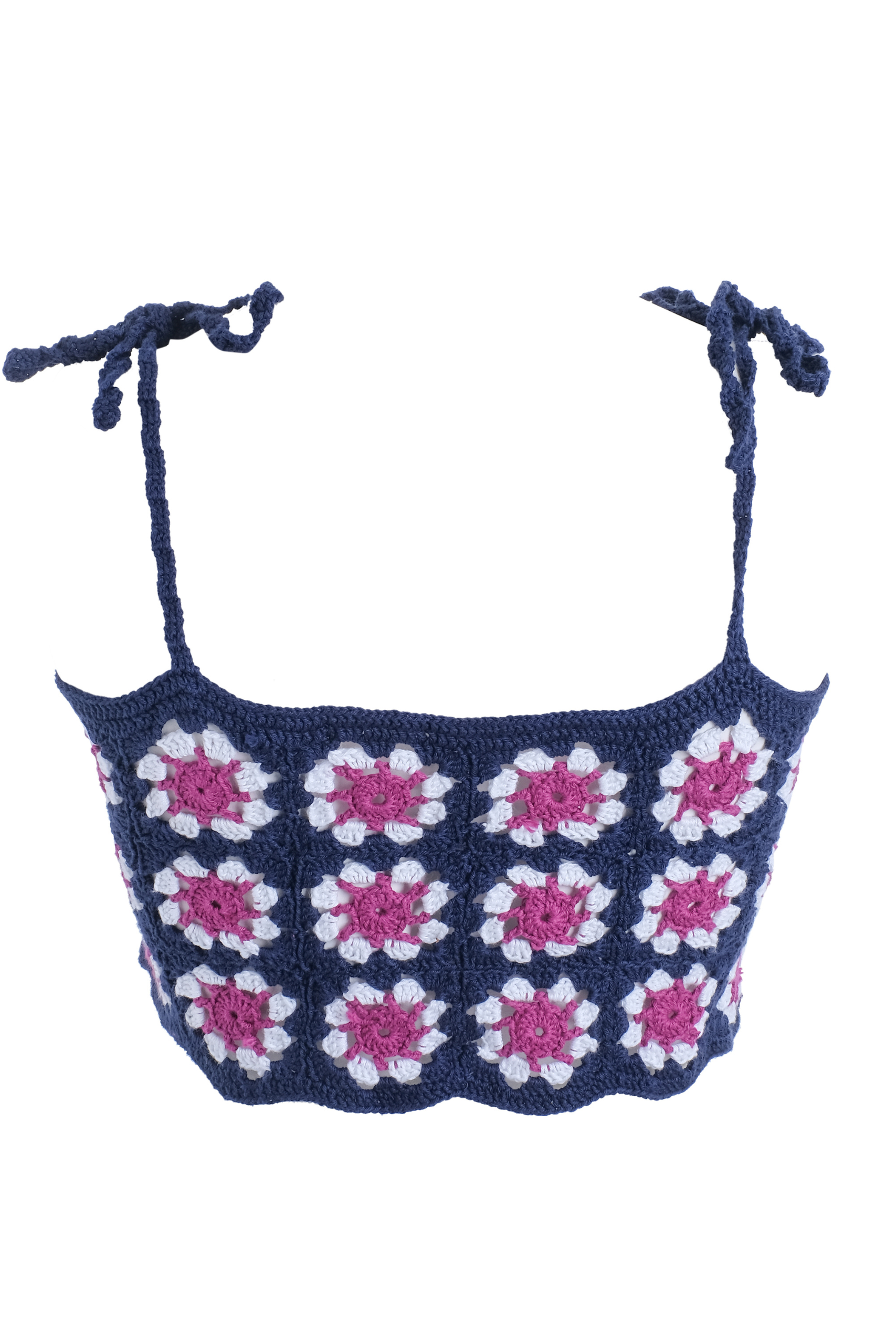 Handarte Los Angeles-Lacivert El örgüsü "Motifli" Crop-Crop Top-5-Milagron.com