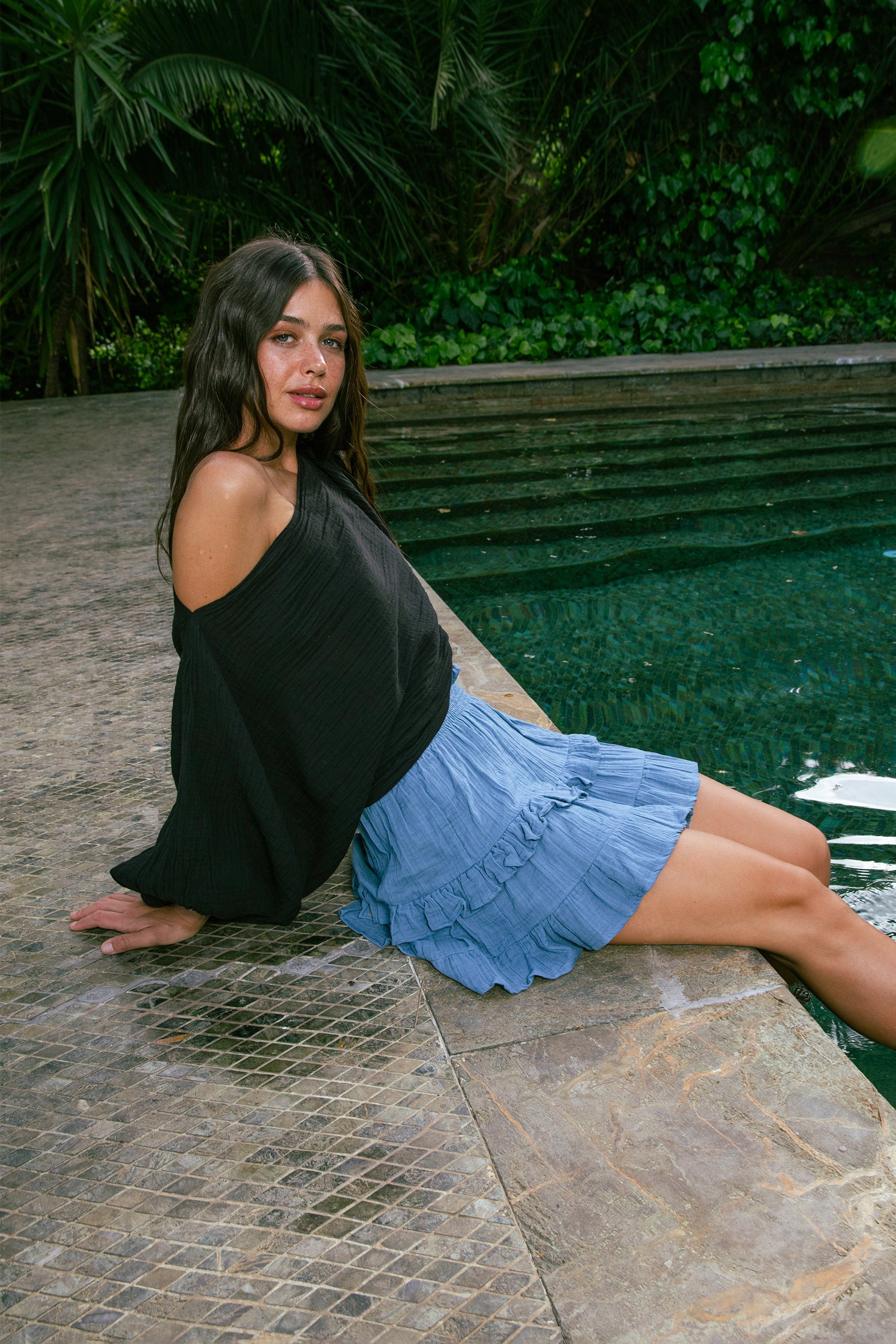 Handarte Los Angeles-Mavi Müslin Etek-Etek-4-Milagron.com