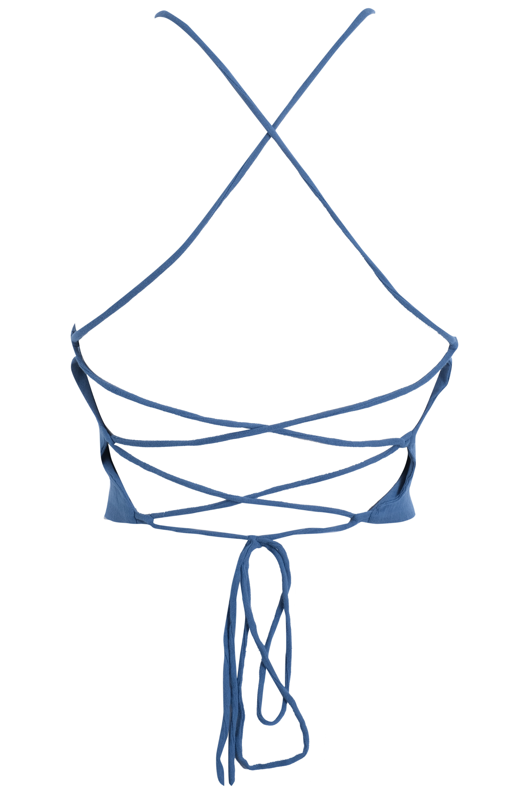 Handarte Los Angeles-Mavi Müslin Kare Crop-Crop Top-2-Milagron.com