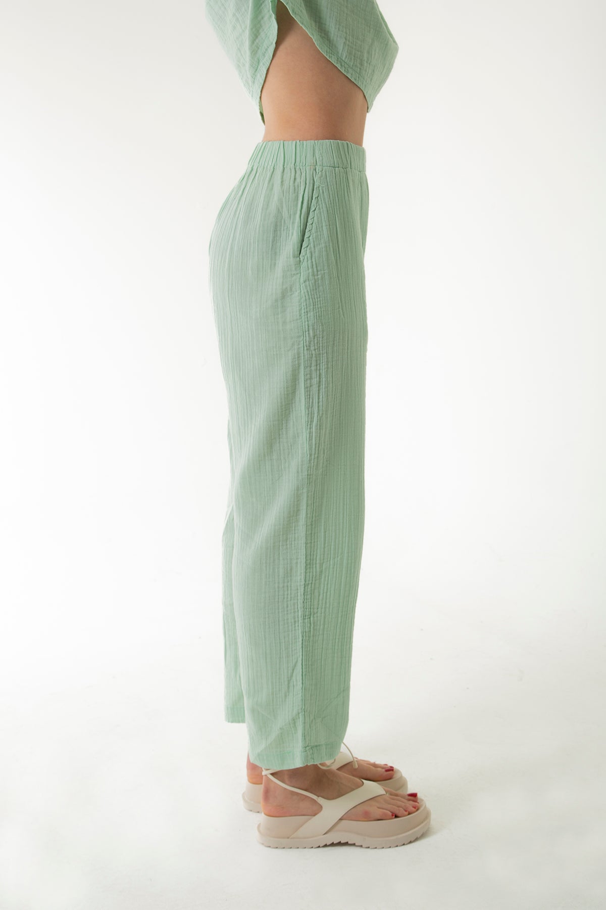 Handarte Los Angeles-Mint Yeşili Müslin Pantolon-Pantolon-9-Milagron.com