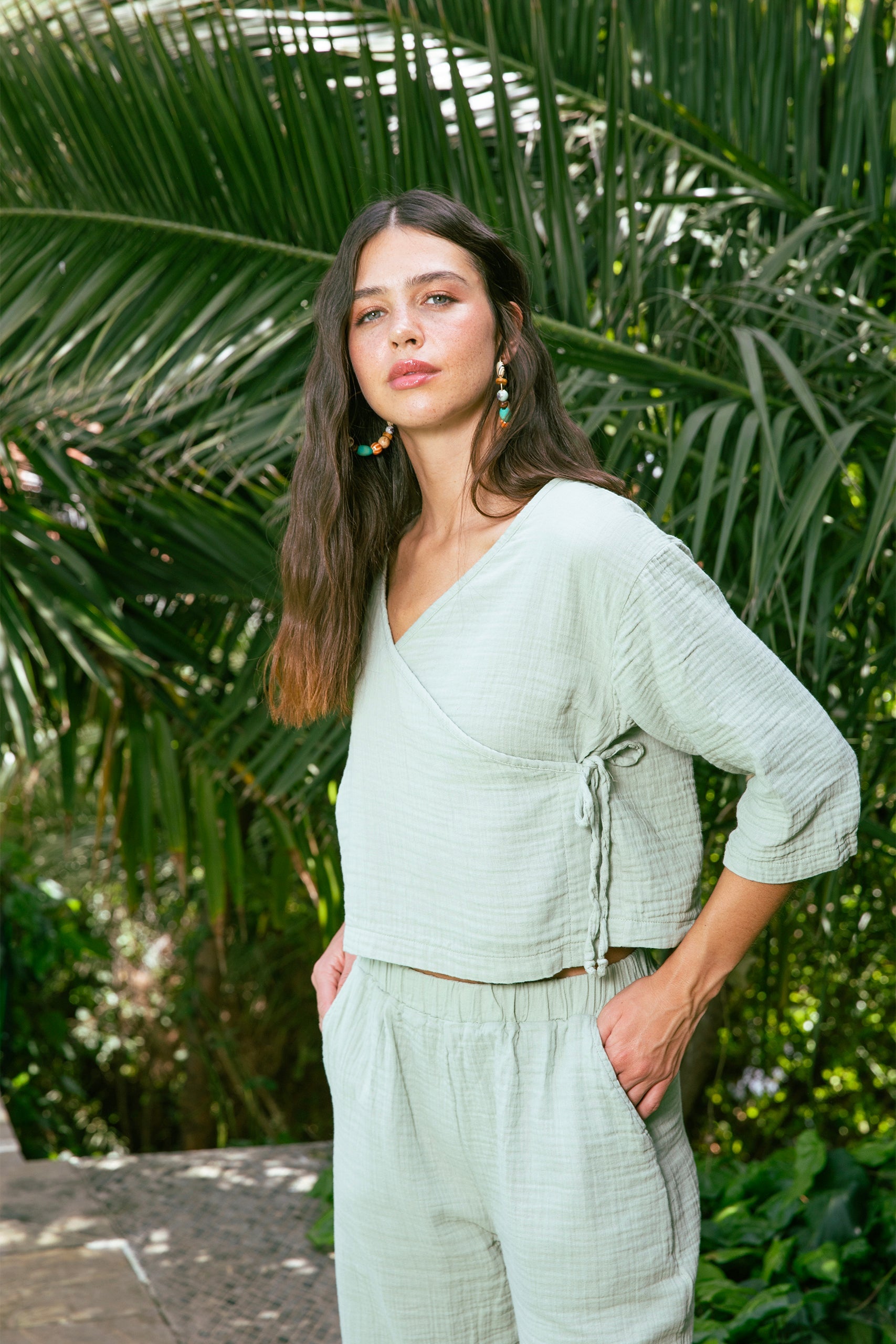 Handarte Los Angeles-Mint Yeşili Wrap Top-Top-1-Milagron.com