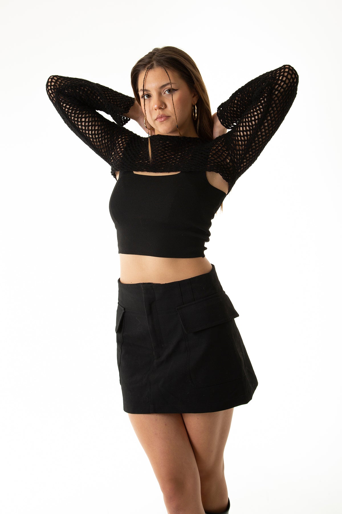 Handarte Los Angeles-Siyah File El örgüsü Crop Top-Crop Top-7-Milagron.com