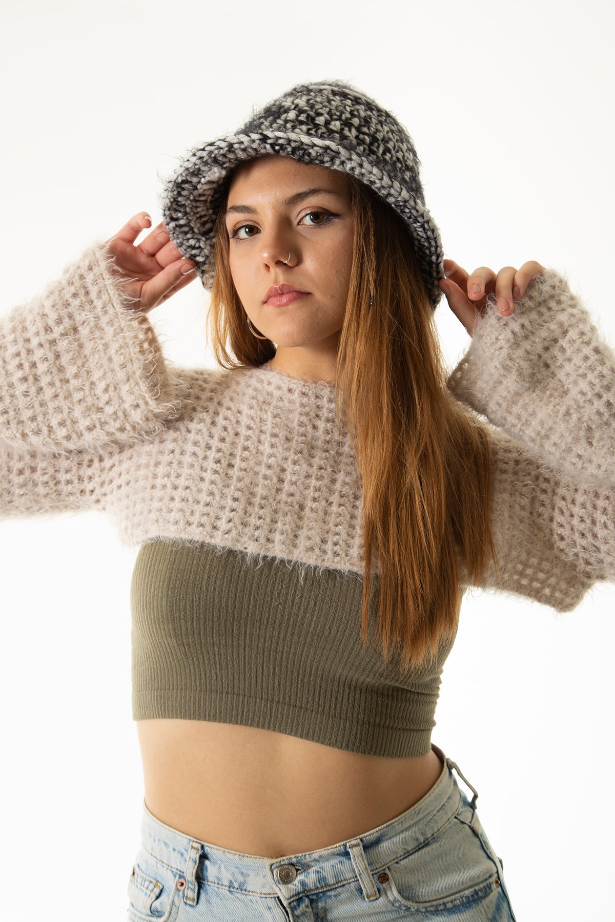 Handarte Los Angeles-Siyah / Gri El örgüsü Bucket şapka-Şapka-1-Milagron.com