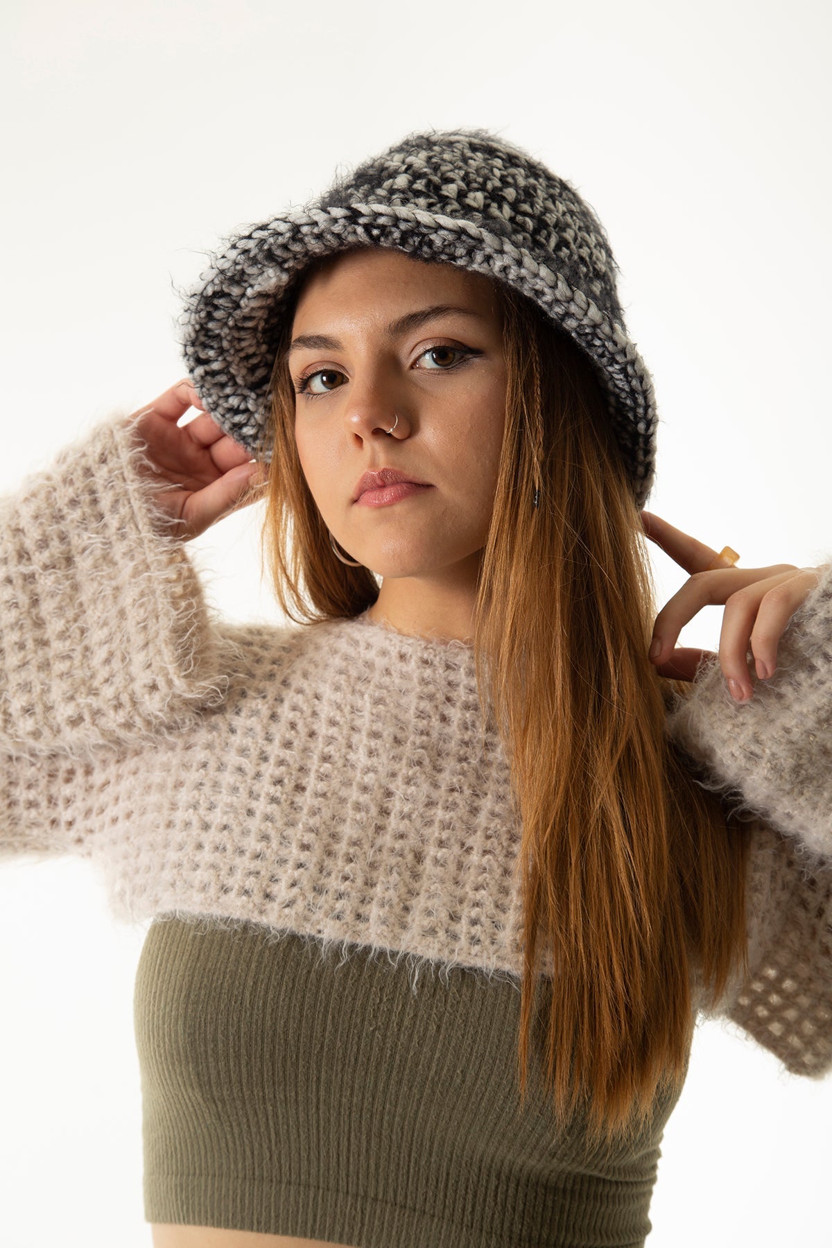 Handarte Los Angeles-Siyah / Gri El örgüsü Bucket şapka-Şapka-2-Milagron.com